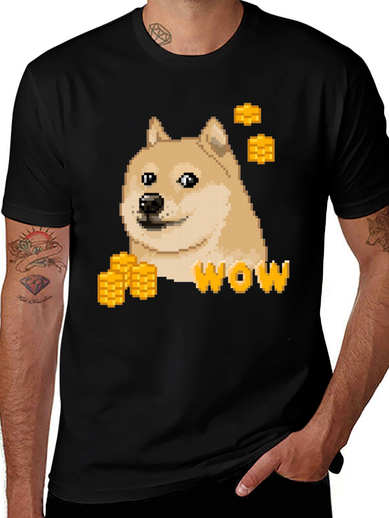 Pixel Doge WOW T-Shirt - Crypto Meme Tee
