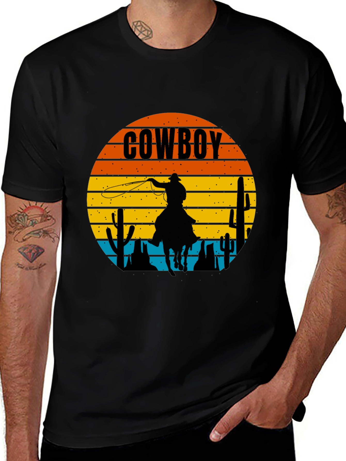 Variant 10 of Cowboy Sunset Graphic Tee - Western Style
