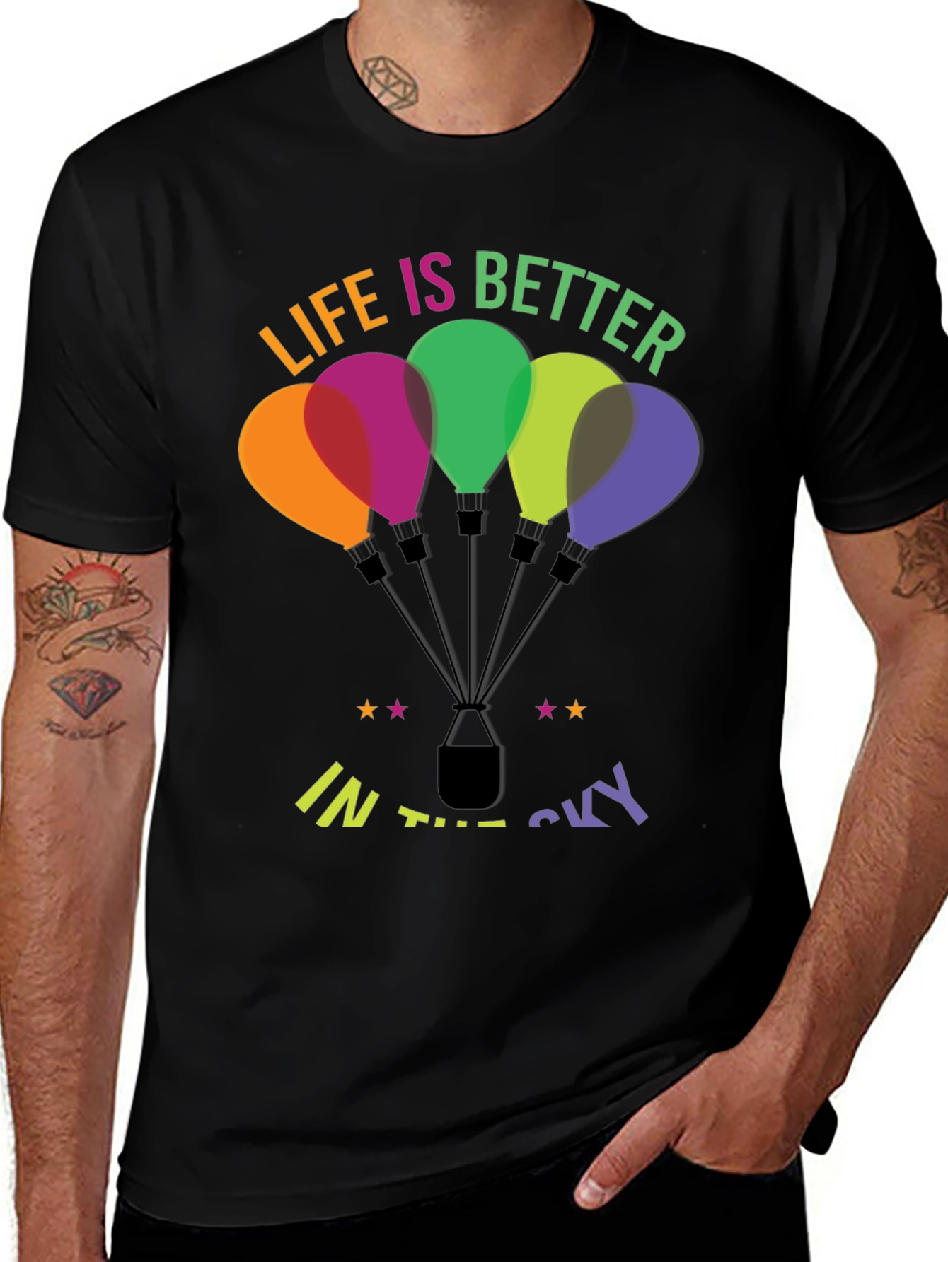 Variant 8 of Life is Better in the Sky Hot Air Balloon Graphic Tee