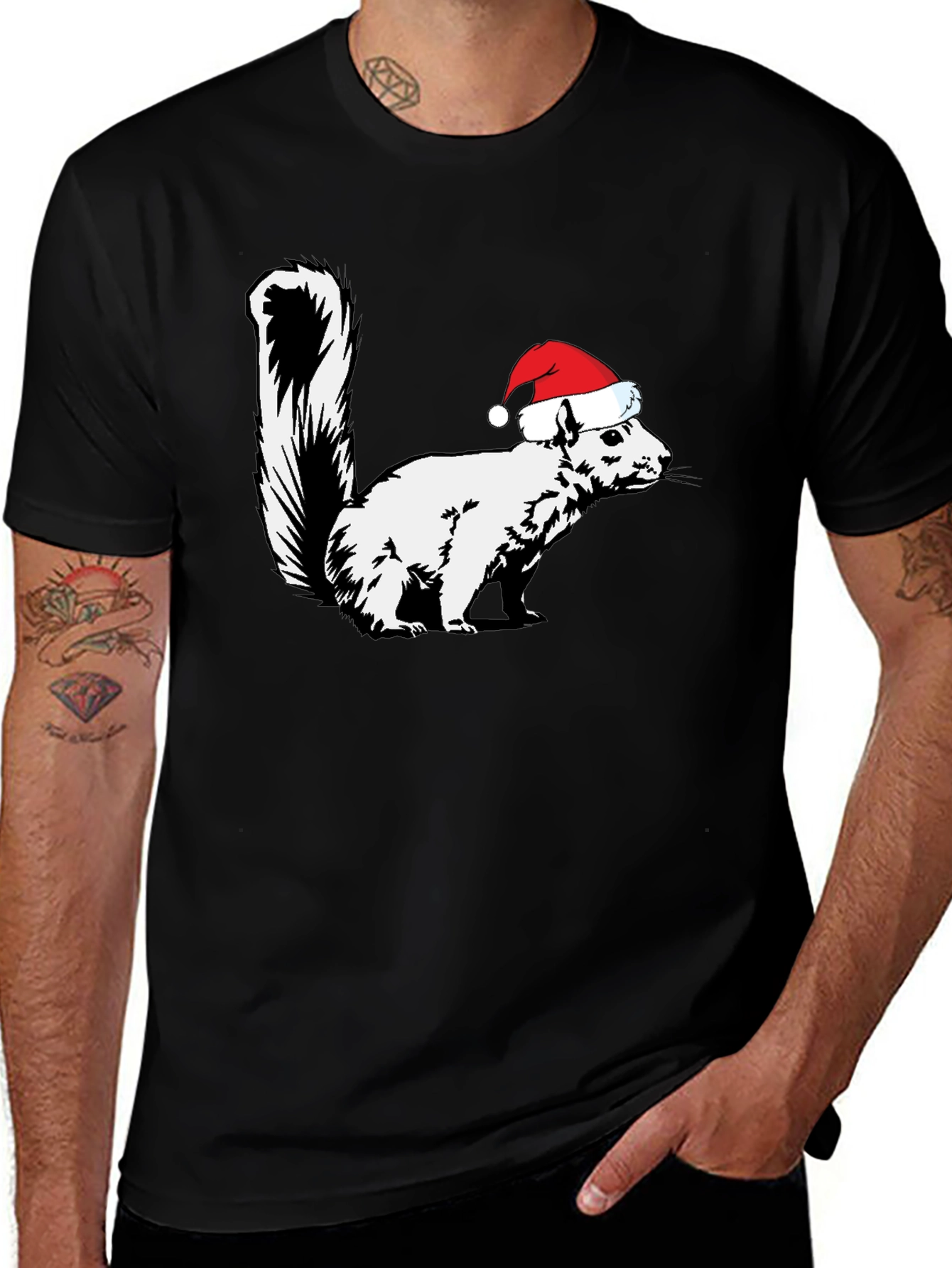 Variant 16 of Squirrel Santa Hat Graphic Tee