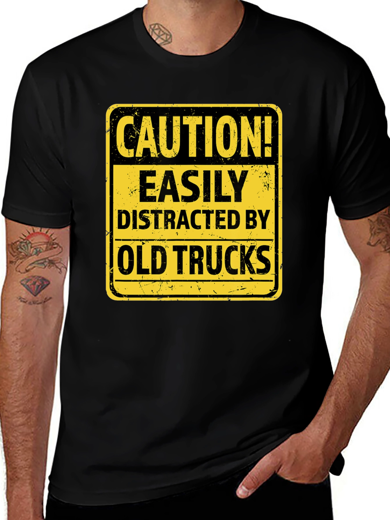 Variant 15 of Caution Easily Distracted by Old Trucks T-Shirt