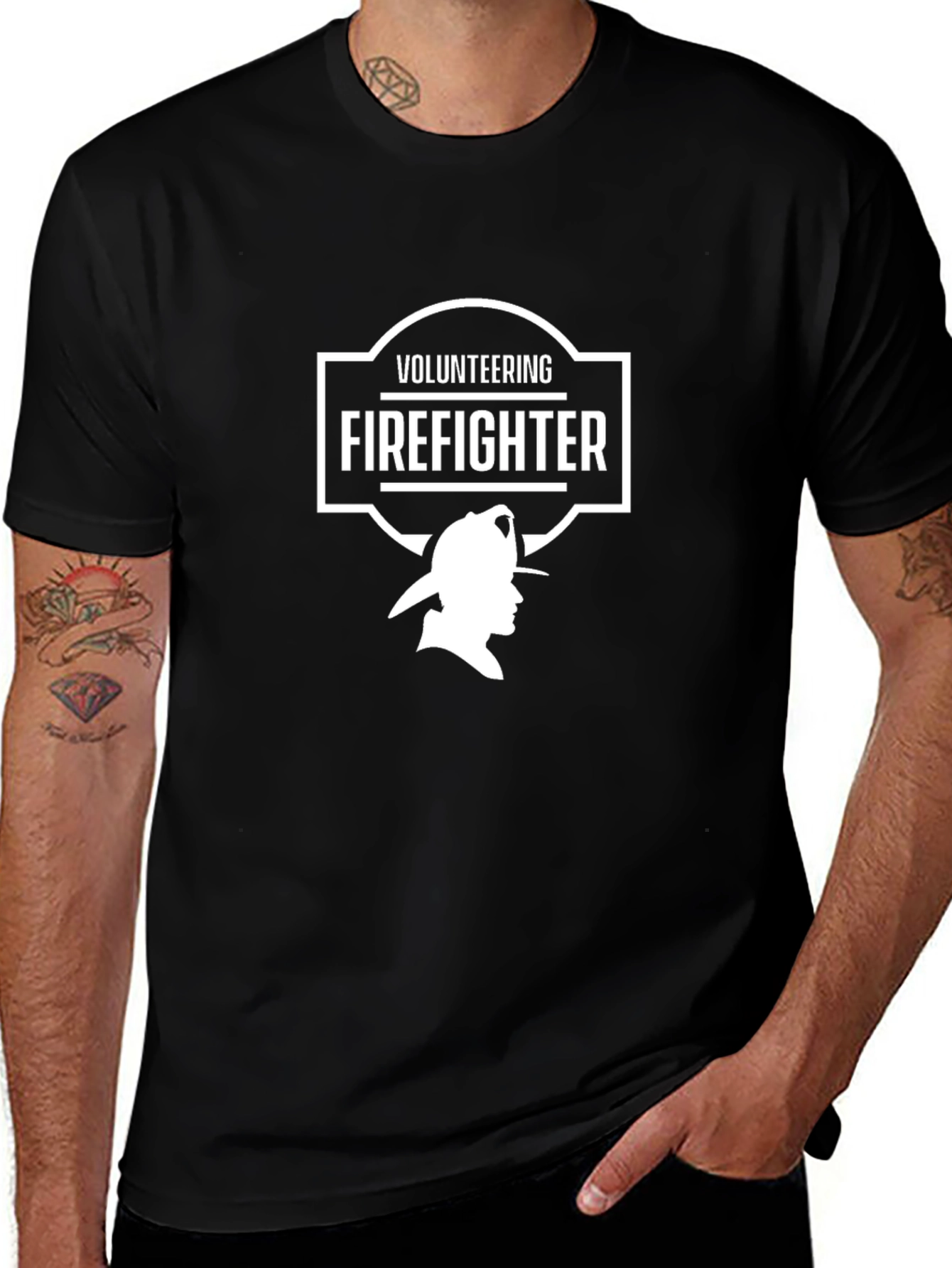 Volunteering Firefighter Graphic Tee - Black