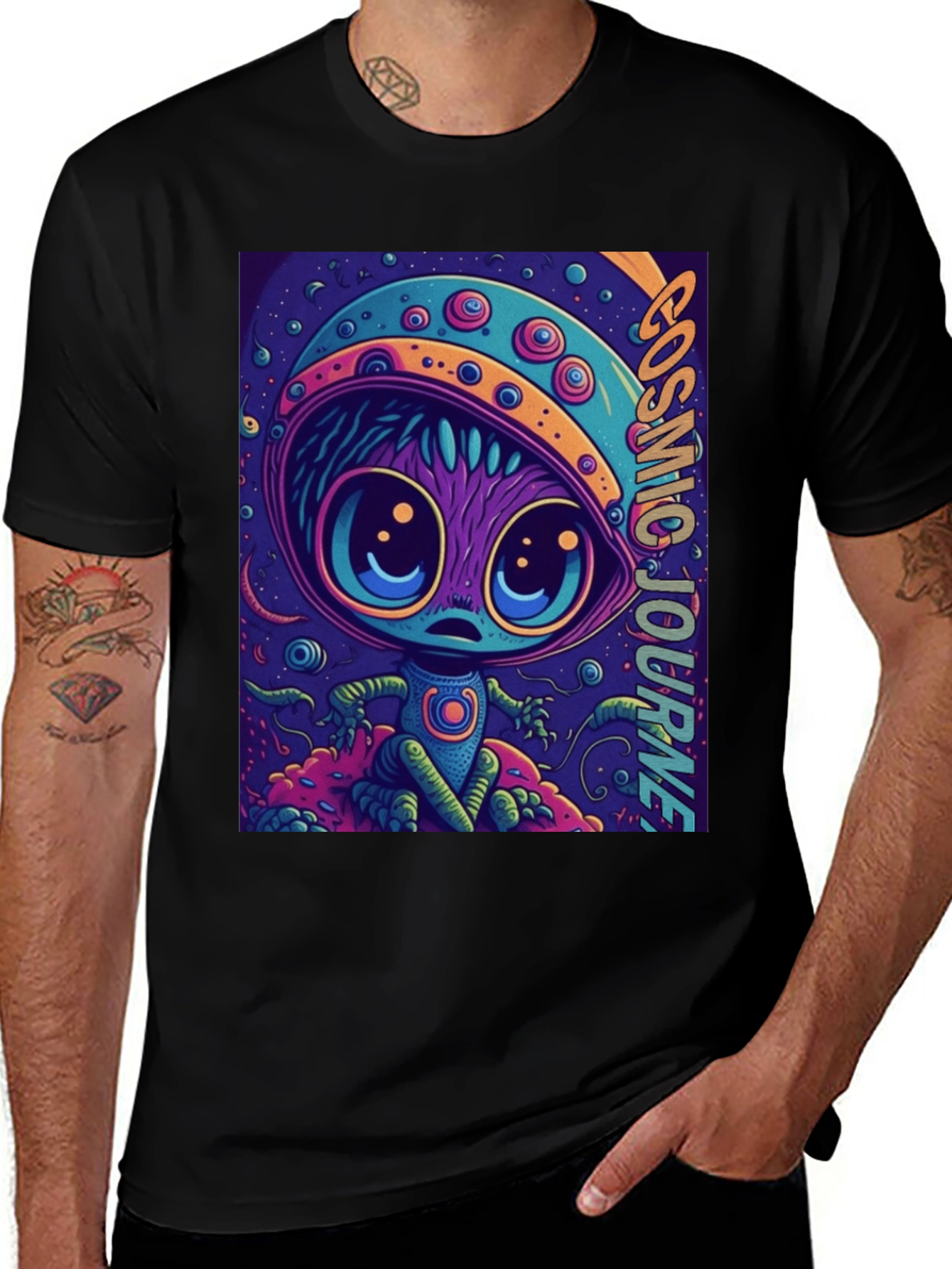 Variant 12 of Cosmic Journey Alien Graphic Tee