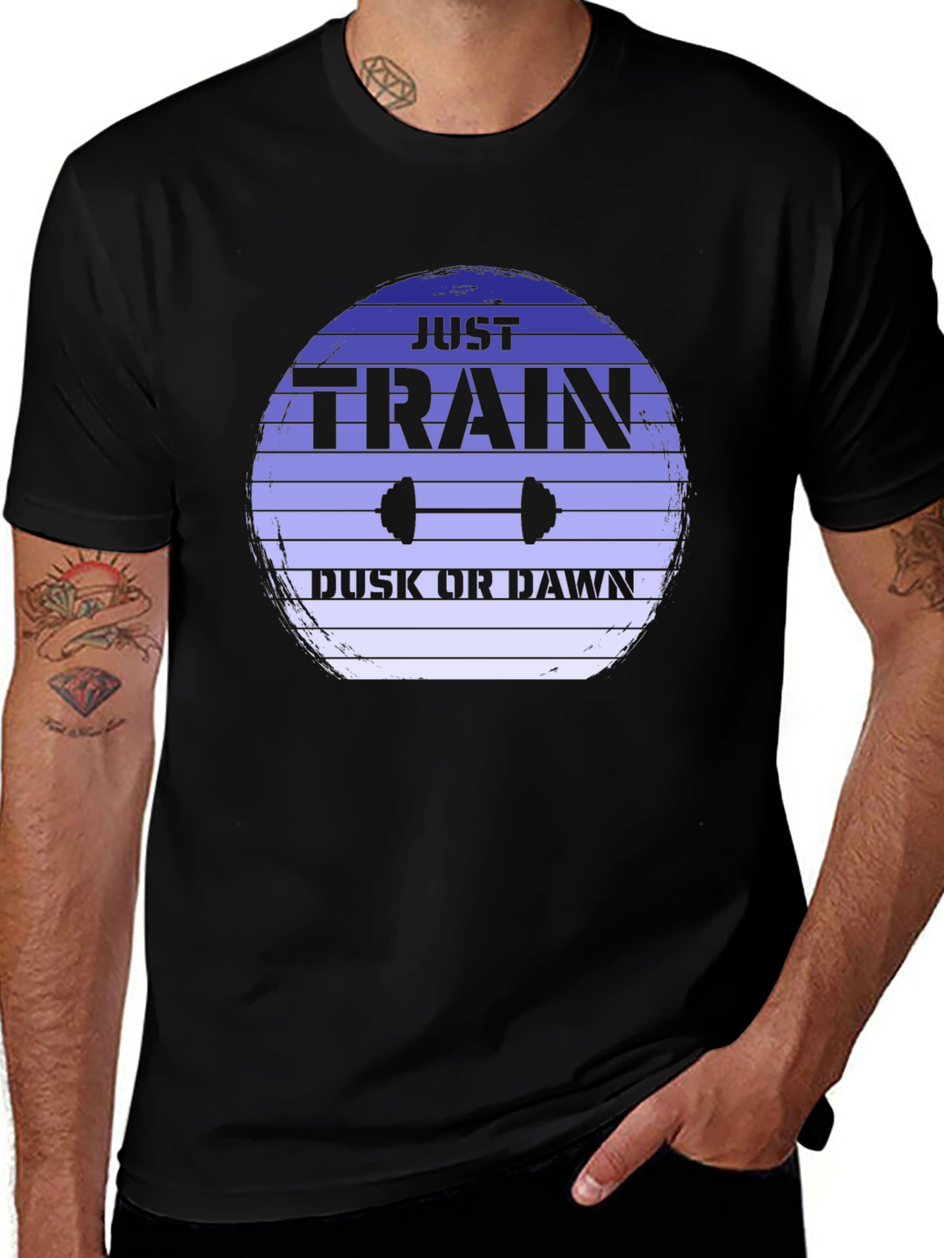 Variant 11 of Just Train Dusk or Dawn Graphic Tee - Black