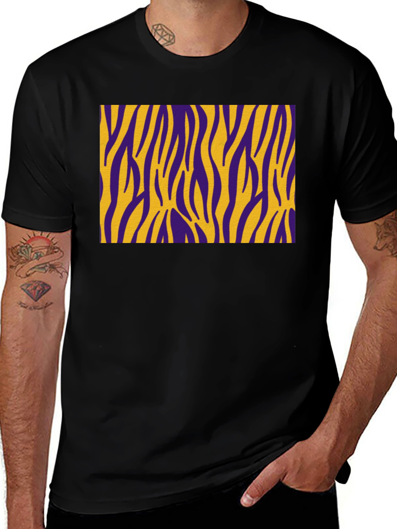 Purple and Gold Zebra Striped T-Shirt