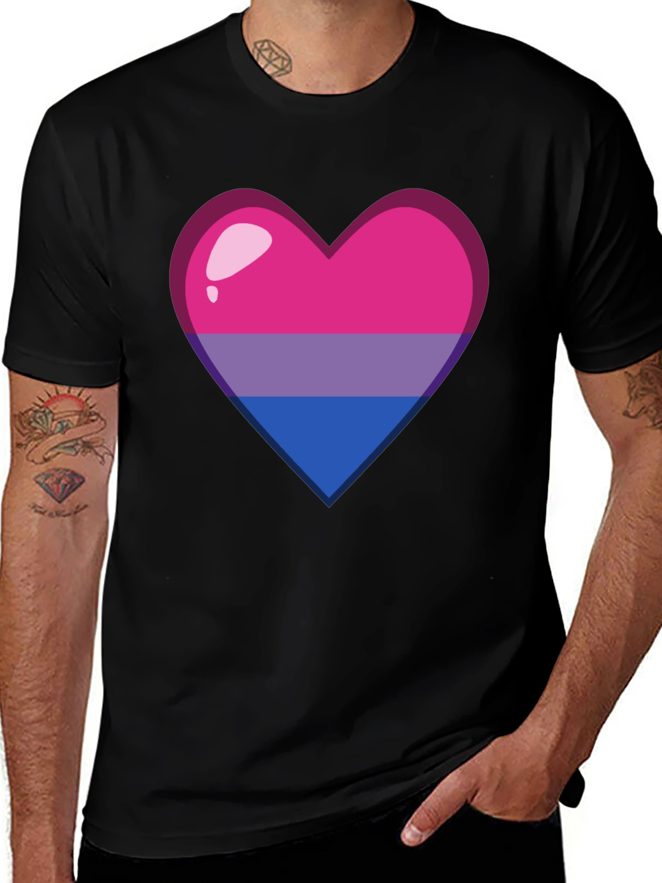 Variant 4 of Bisexual Pride Heart Graphic Tee - Soft Cotton Blend