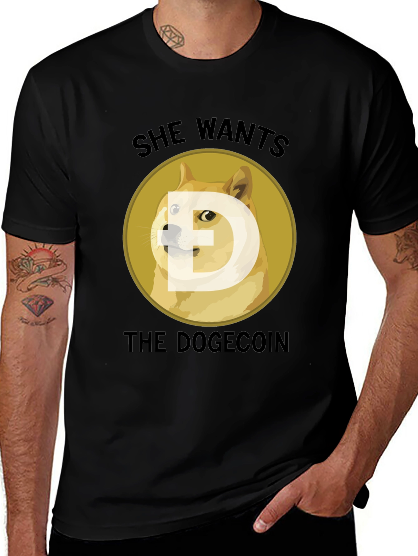Variant 18 of She Wants The Dogecoin T-Shirt - Crypto Meme Tee