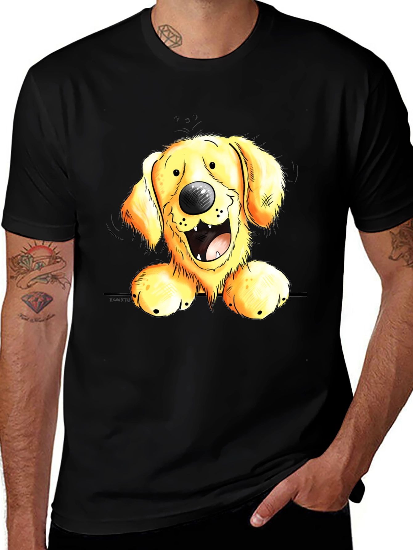 Variant 22 of Funny Golden Retriever Dog Cartoon T-Shirt