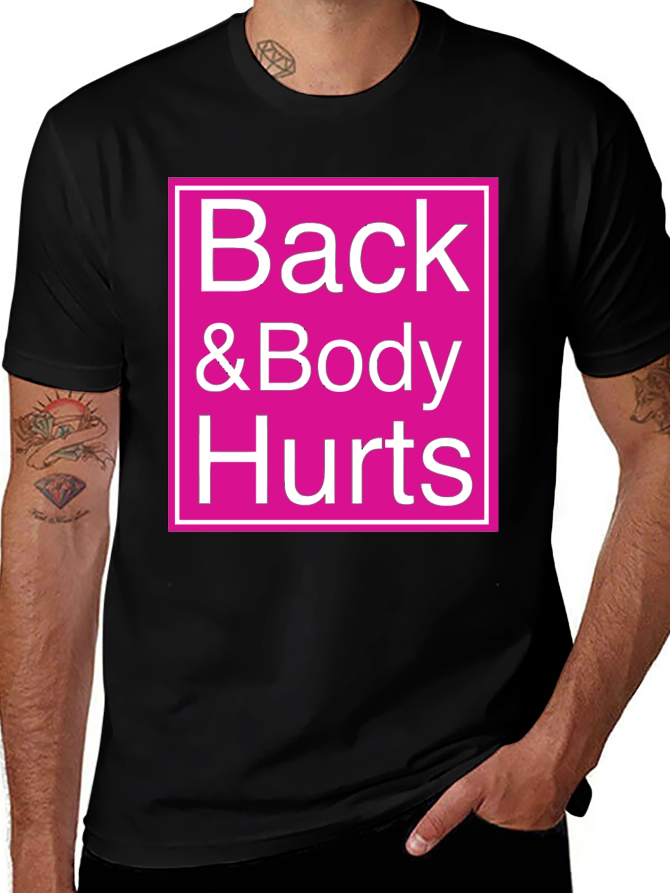 Variant 6 of Back & Body Hurts Graphic Tee - Black