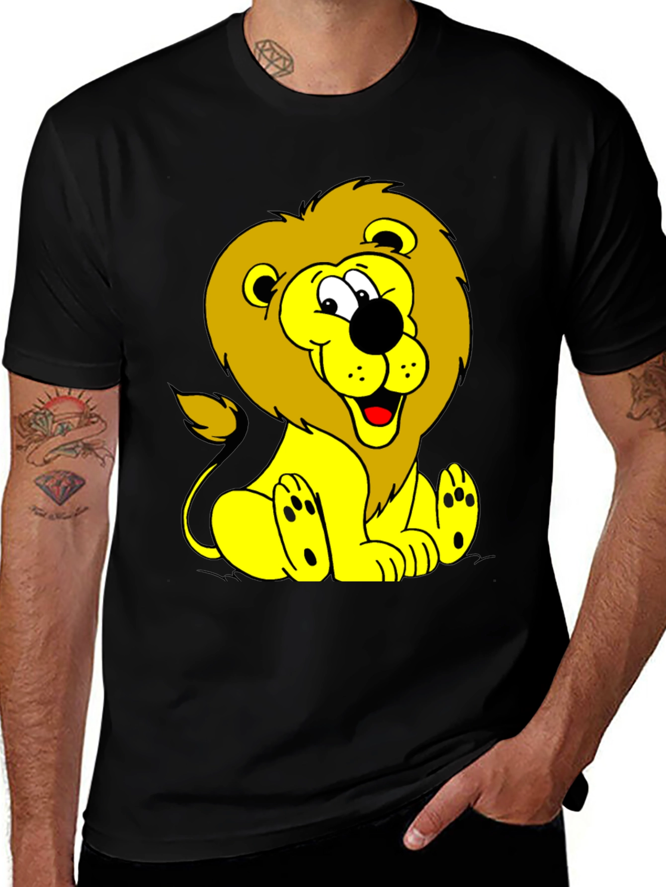 Variant 24 of Cartoon Lion Graphic Tee - Black