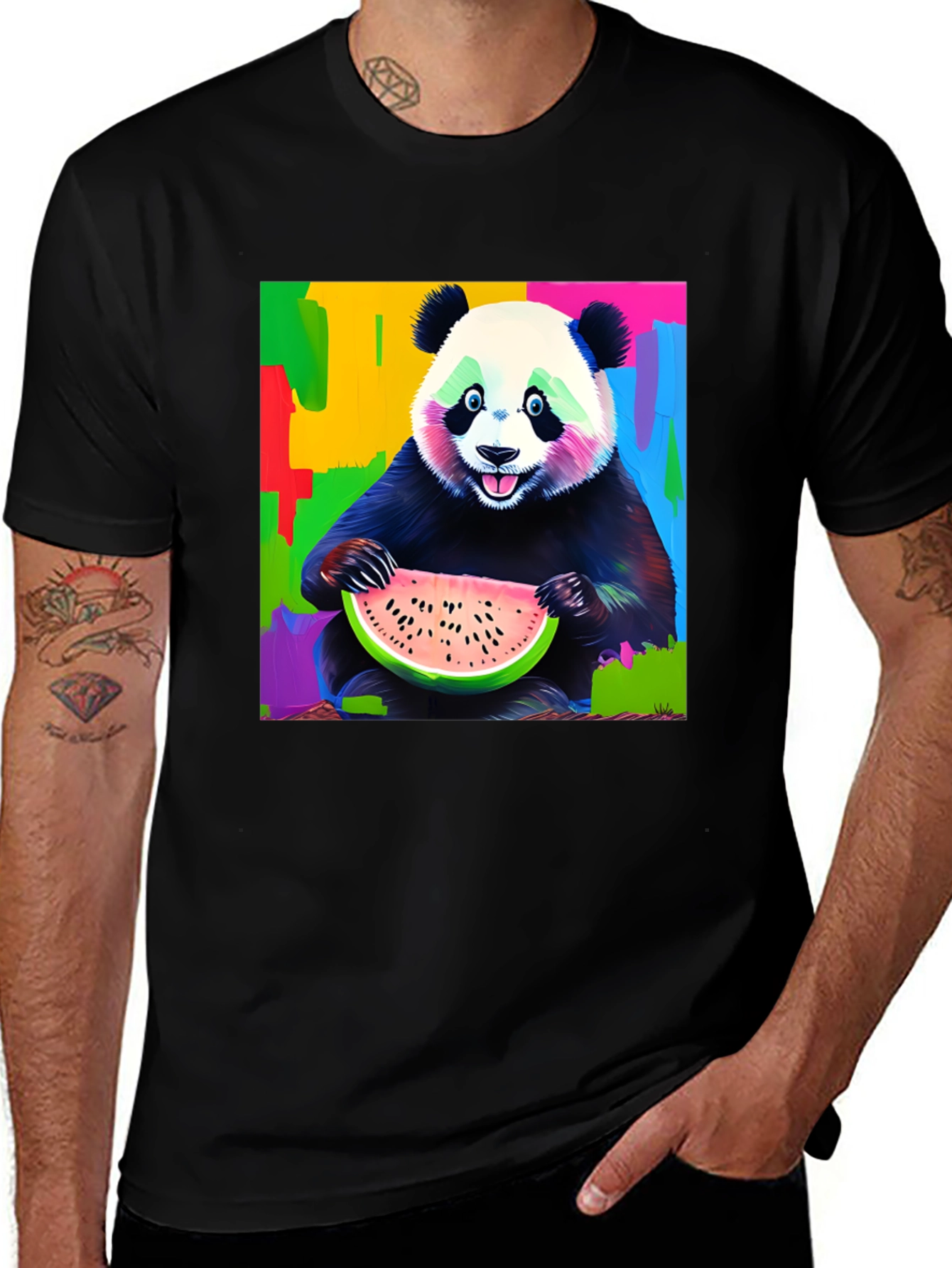 Variant 4 of Panda Watermelon Graphic Tee - Fun, Colorful Shirt