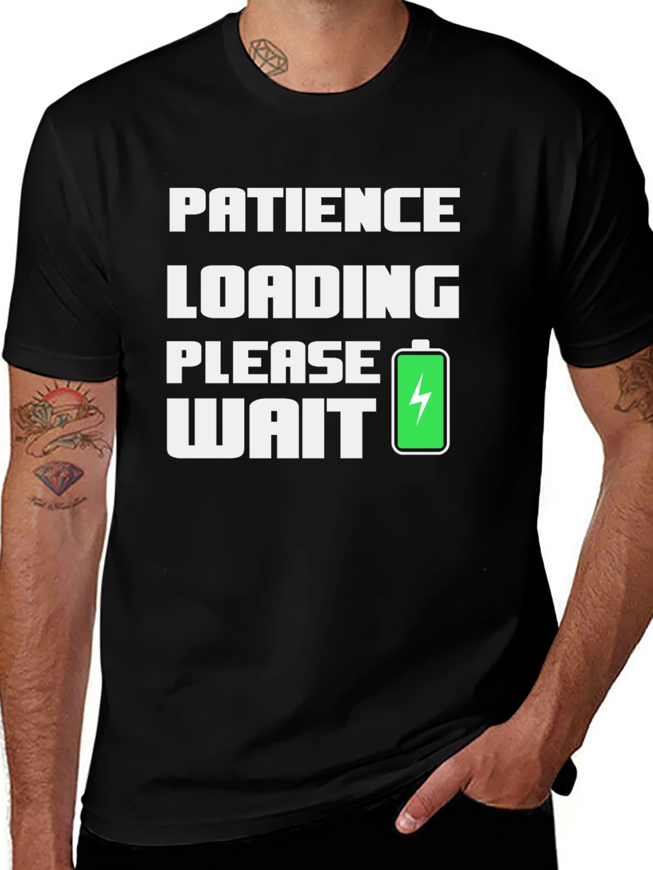 Black Patience Loading Funny Graphic Tee main image