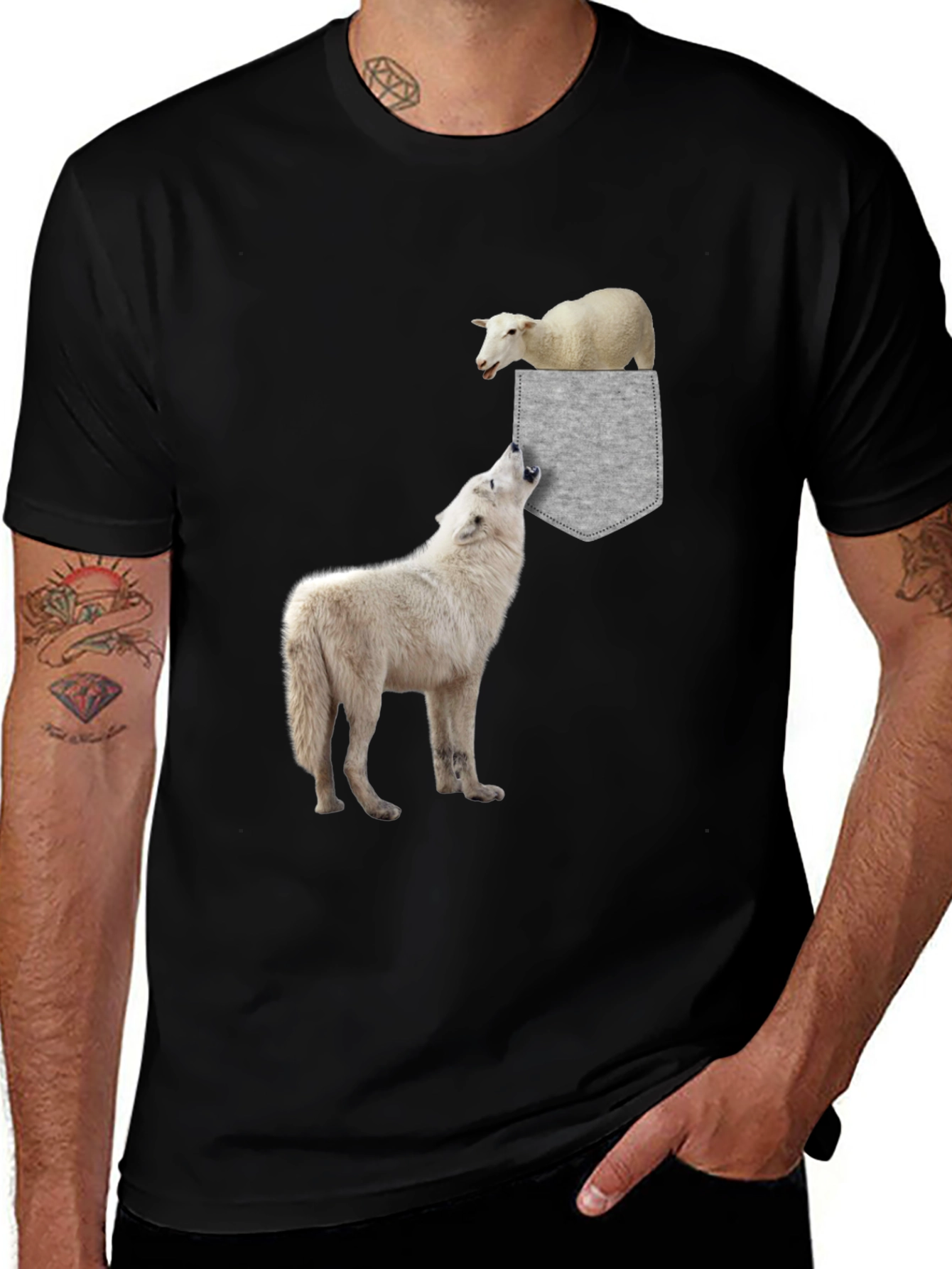 Variant 9 of Wolf & Sheep Pocket Graphic Tee