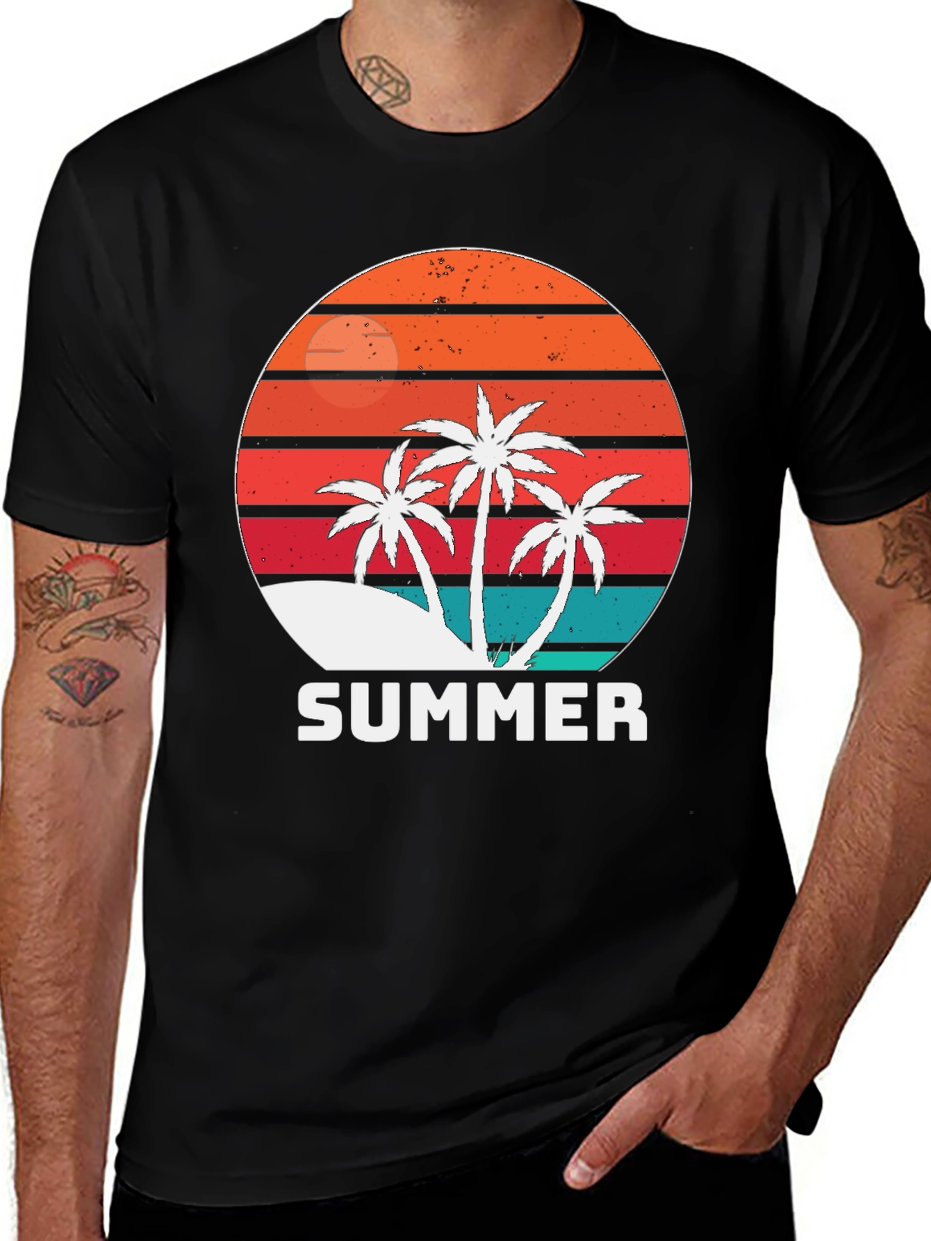 Variant 13 of Retro Summer Palm Tree Graphic T-Shirt