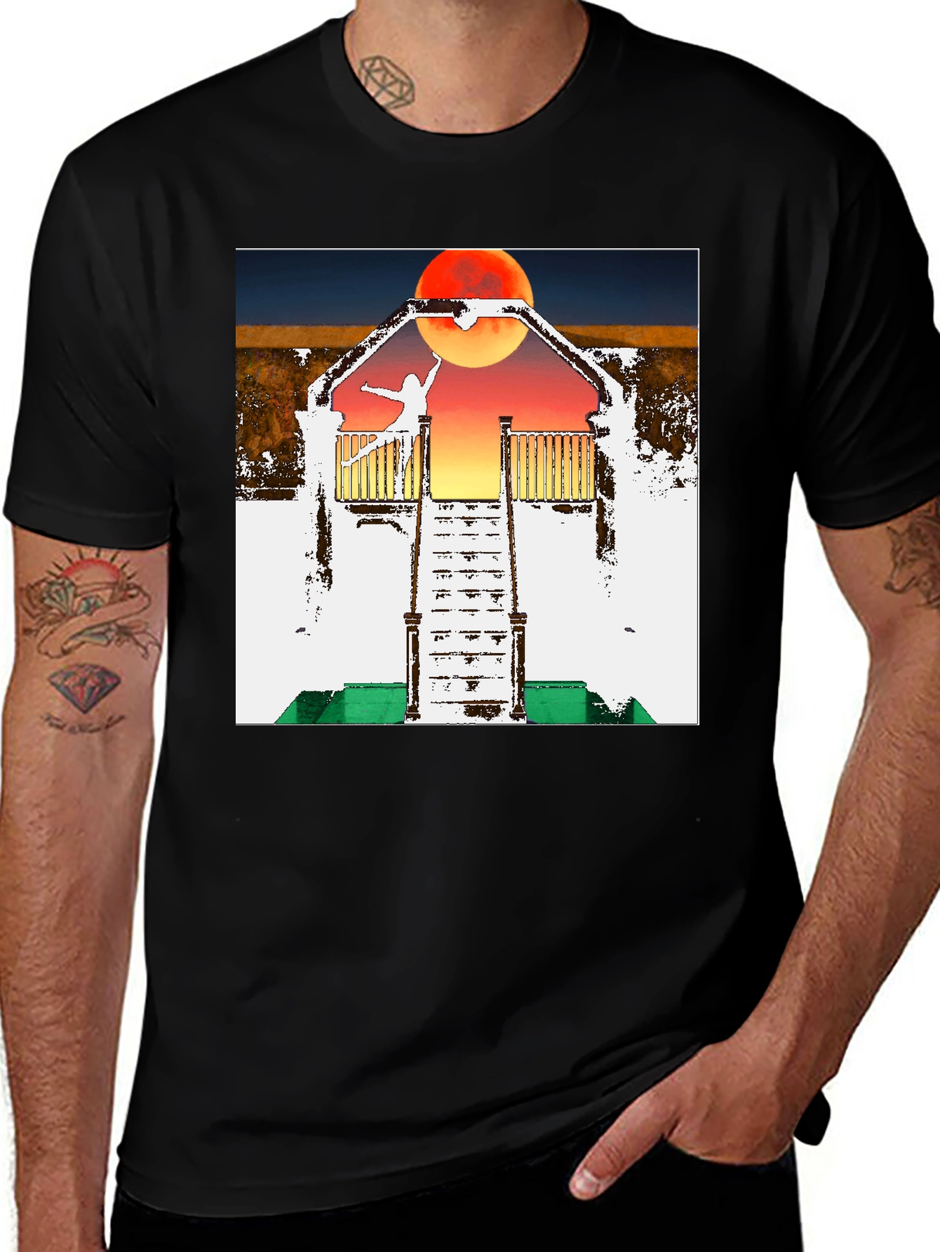 Variant 18 of Surreal Sunset Balcony Graphic Tee