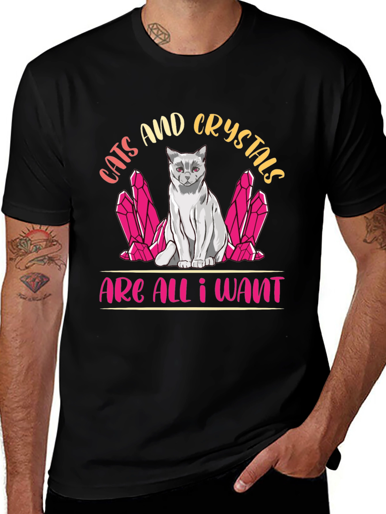 Variant 2 of Cats and Crystals Graphic T-Shirt