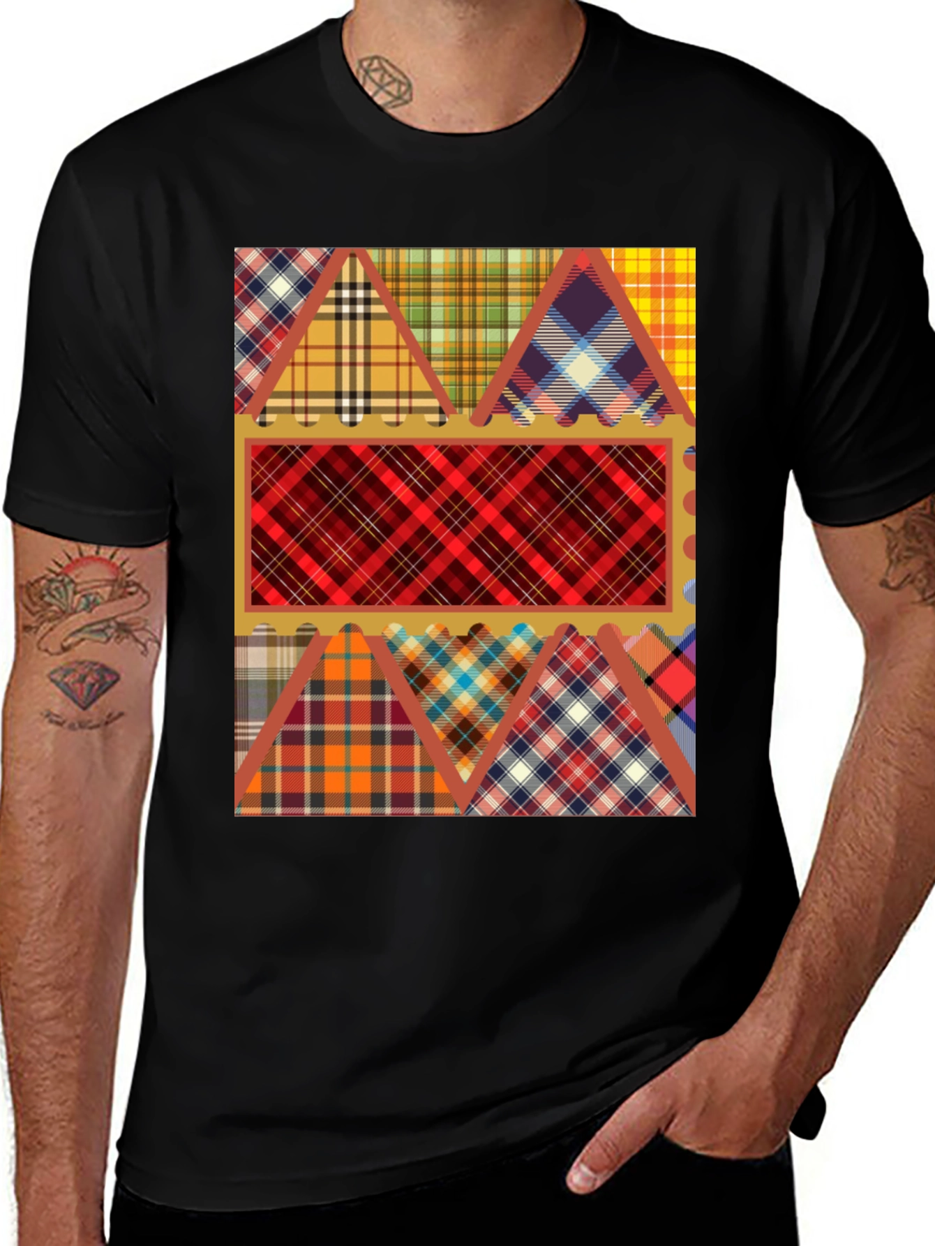 Variant 9 of Plaid Patchwork Graphic Tee