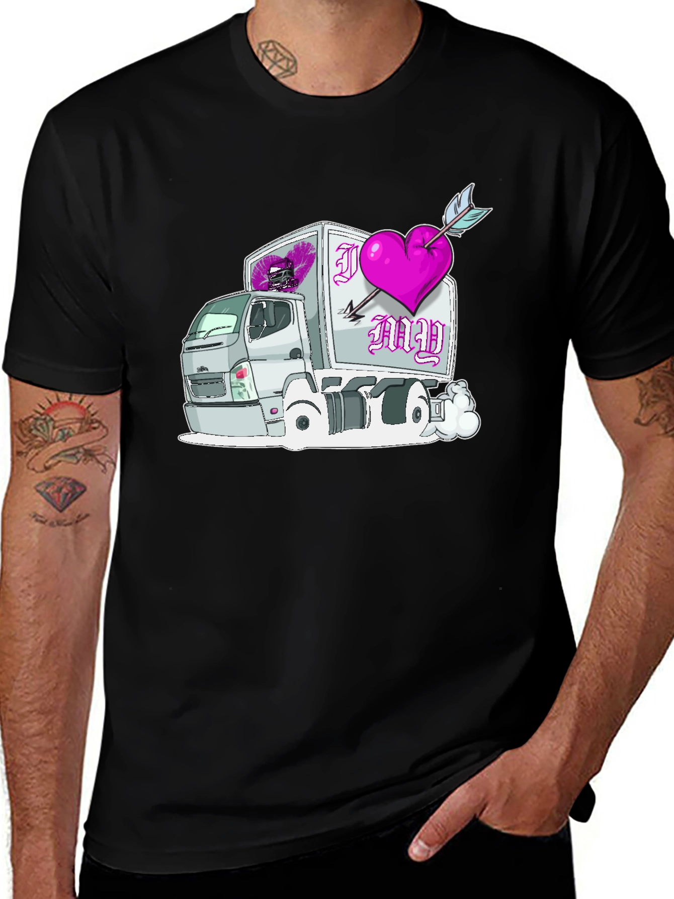 Variant 21 of I Heart My Truck T-Shirt Black Cotton Graphic Tee