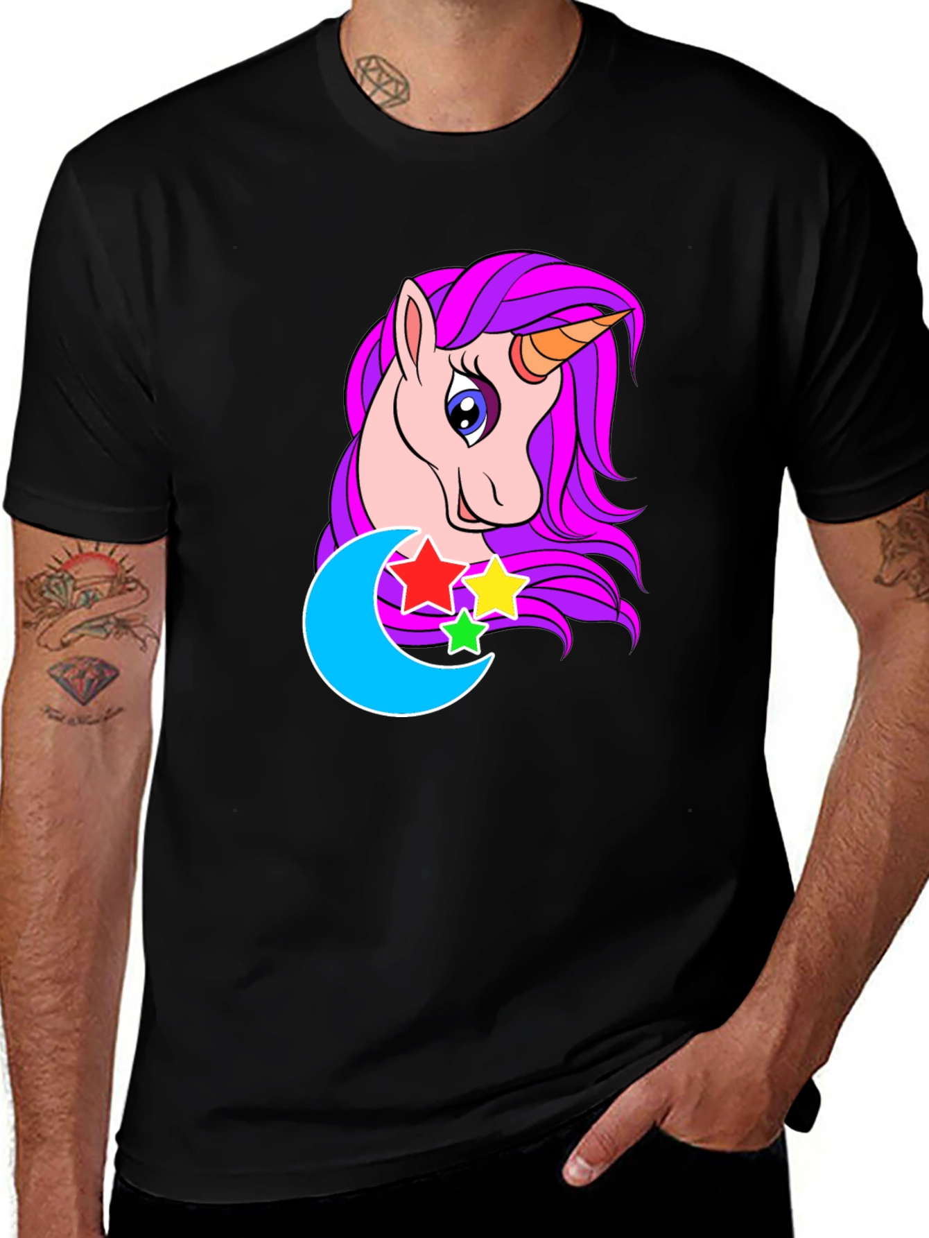 Variant 15 of Unicorn Moon Graphic T-Shirt - Whimsical Men's Tee