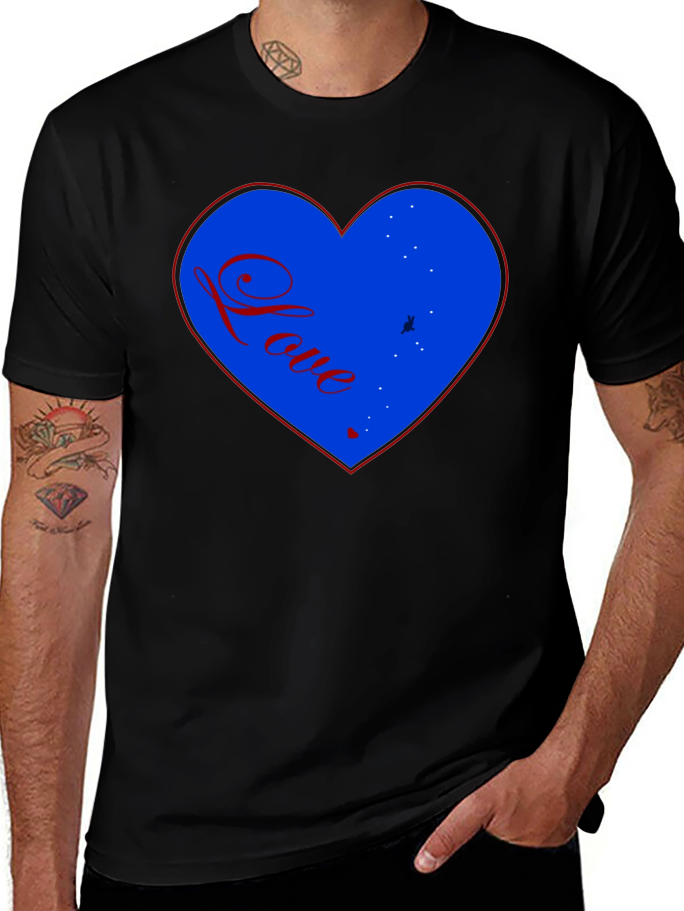 Love Heart Graphic Black T-Shirt