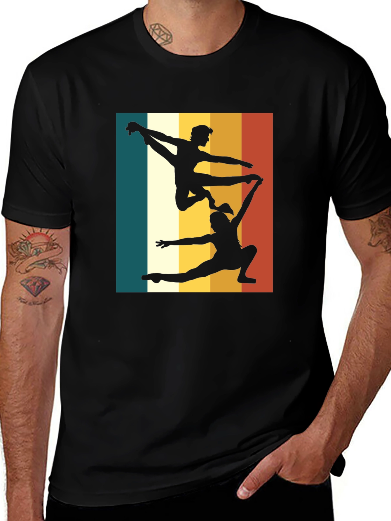 Variant 18 of Vintage Acrobatic Duo Graphic Tee - Black