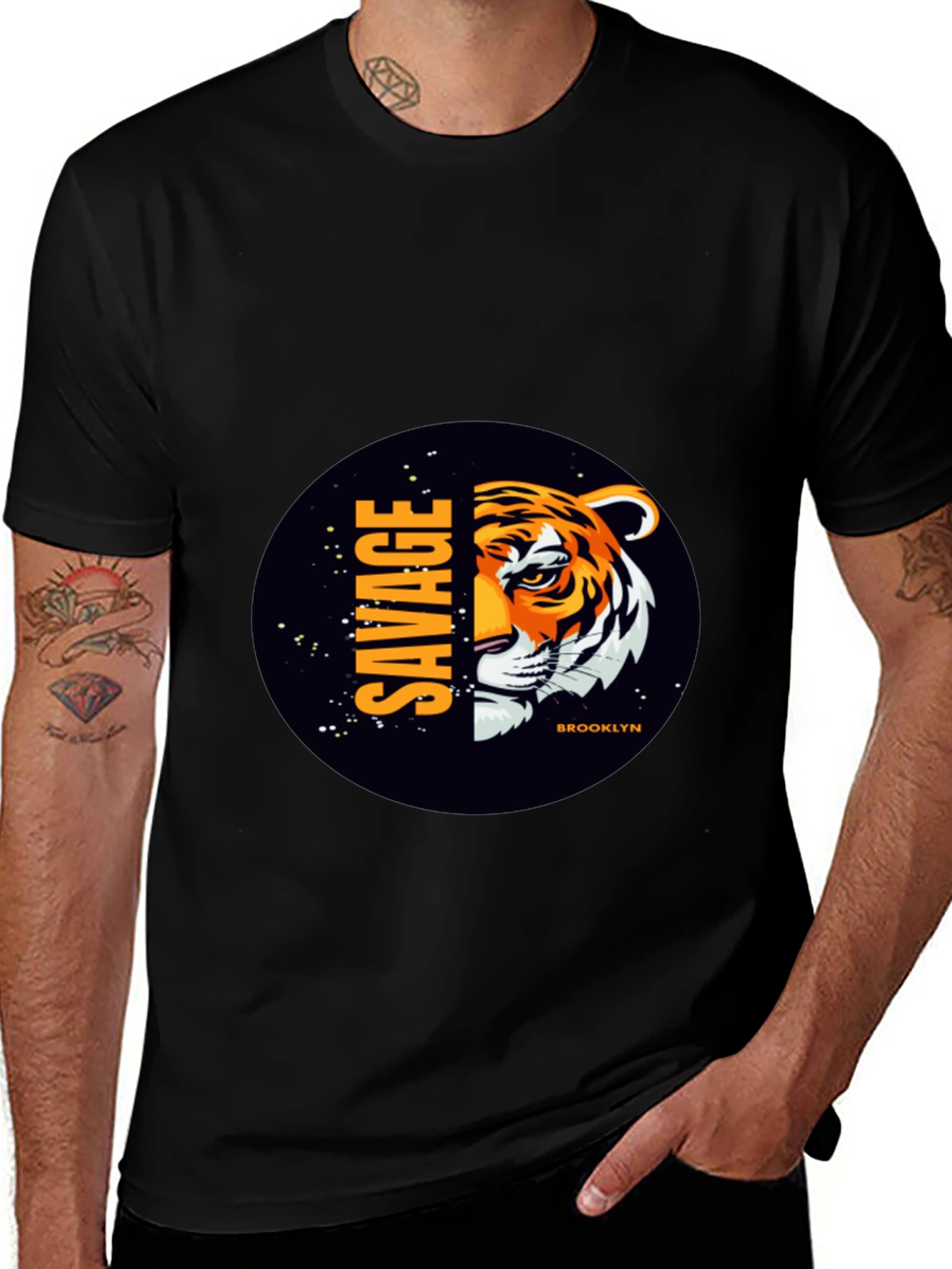 Variant 7 of Savage Brooklyn Tiger Graphic Tee - Black