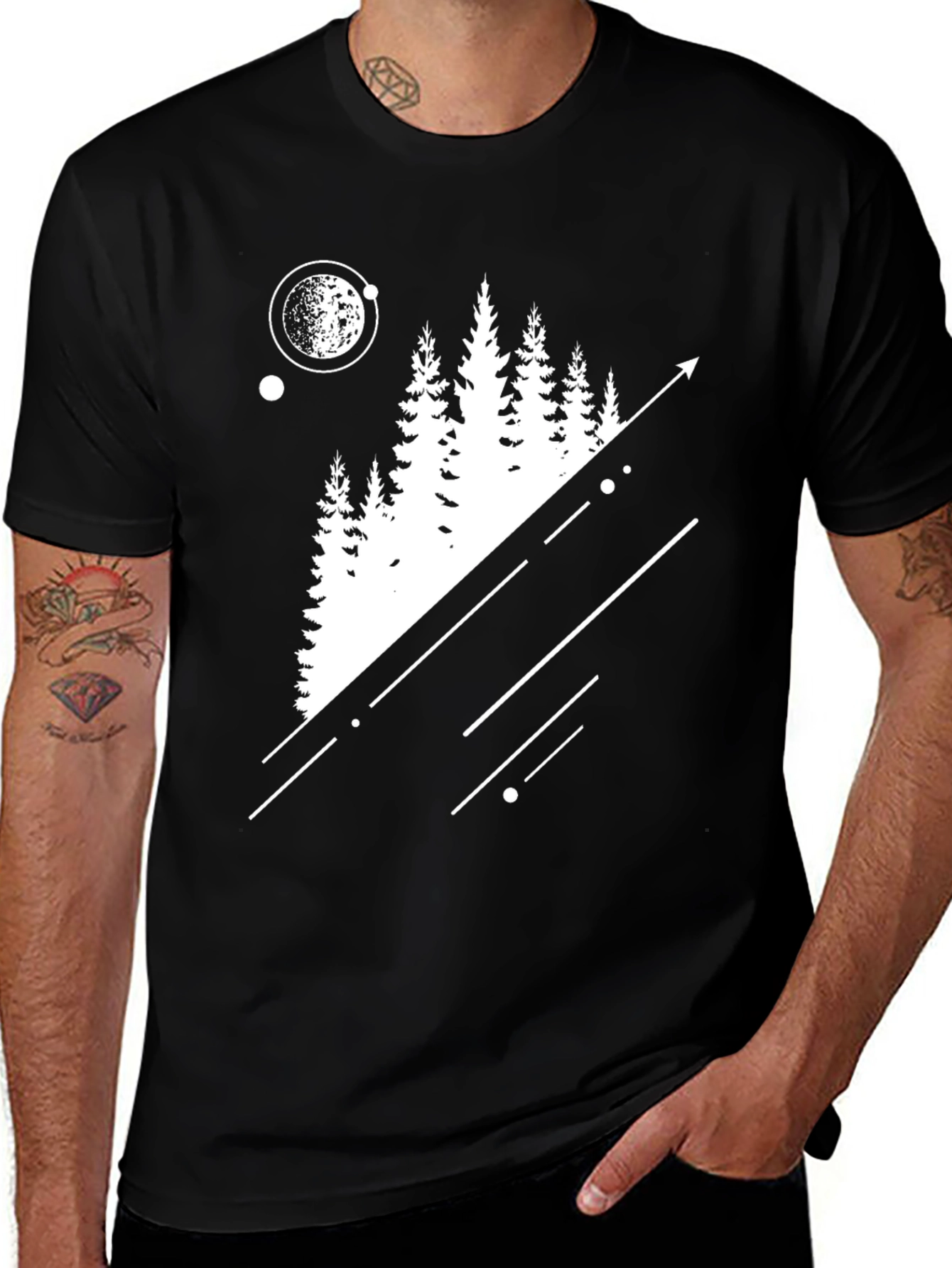 Black Modern Forest Tee - Graphic Print Black T-Shirt main image