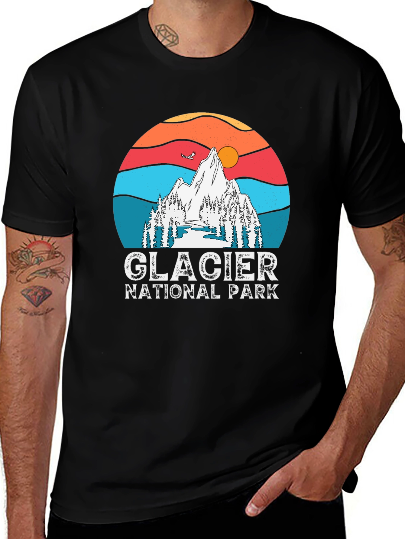Glacier National Park Retro Graphic T-Shirt
