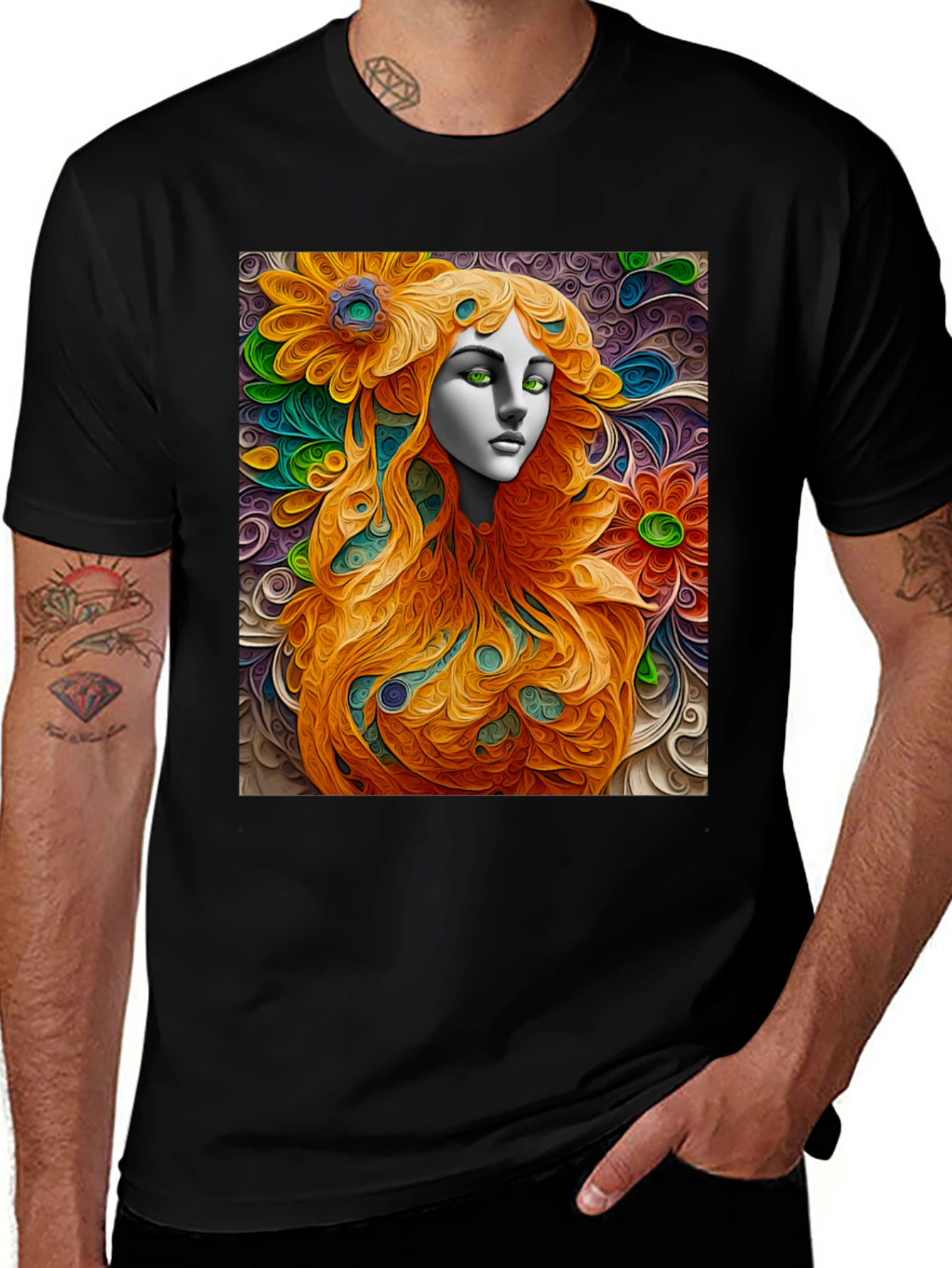Variant 27 of Abstract Floral Woman Graphic Tee - Artistic Style