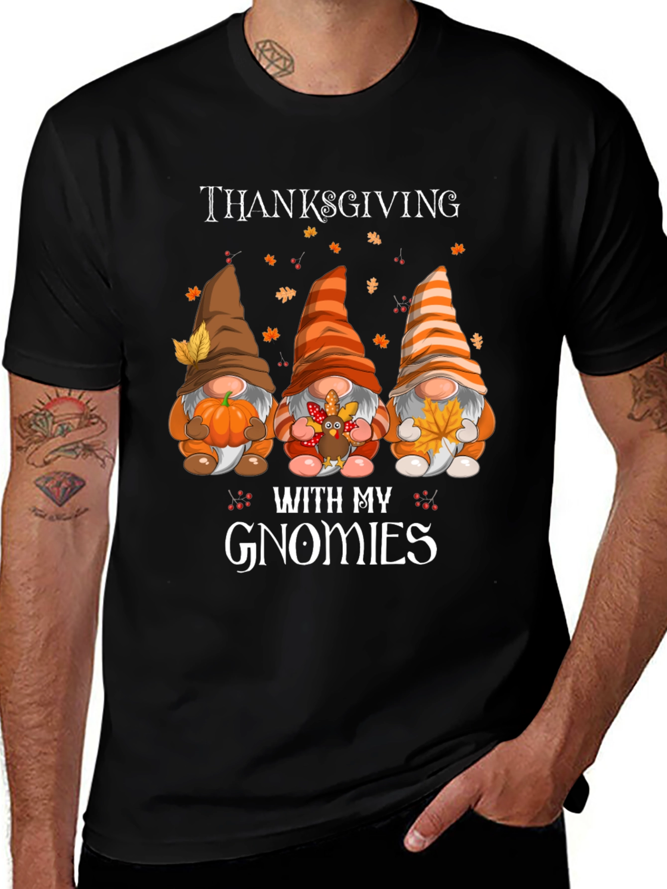 Variant 27 of Thanksgiving Gnomes Black T-Shirt