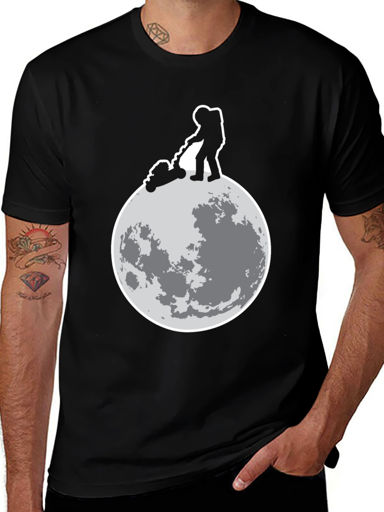Variant 21 of Moon Mowing T-Shirt - Space Humor Tee