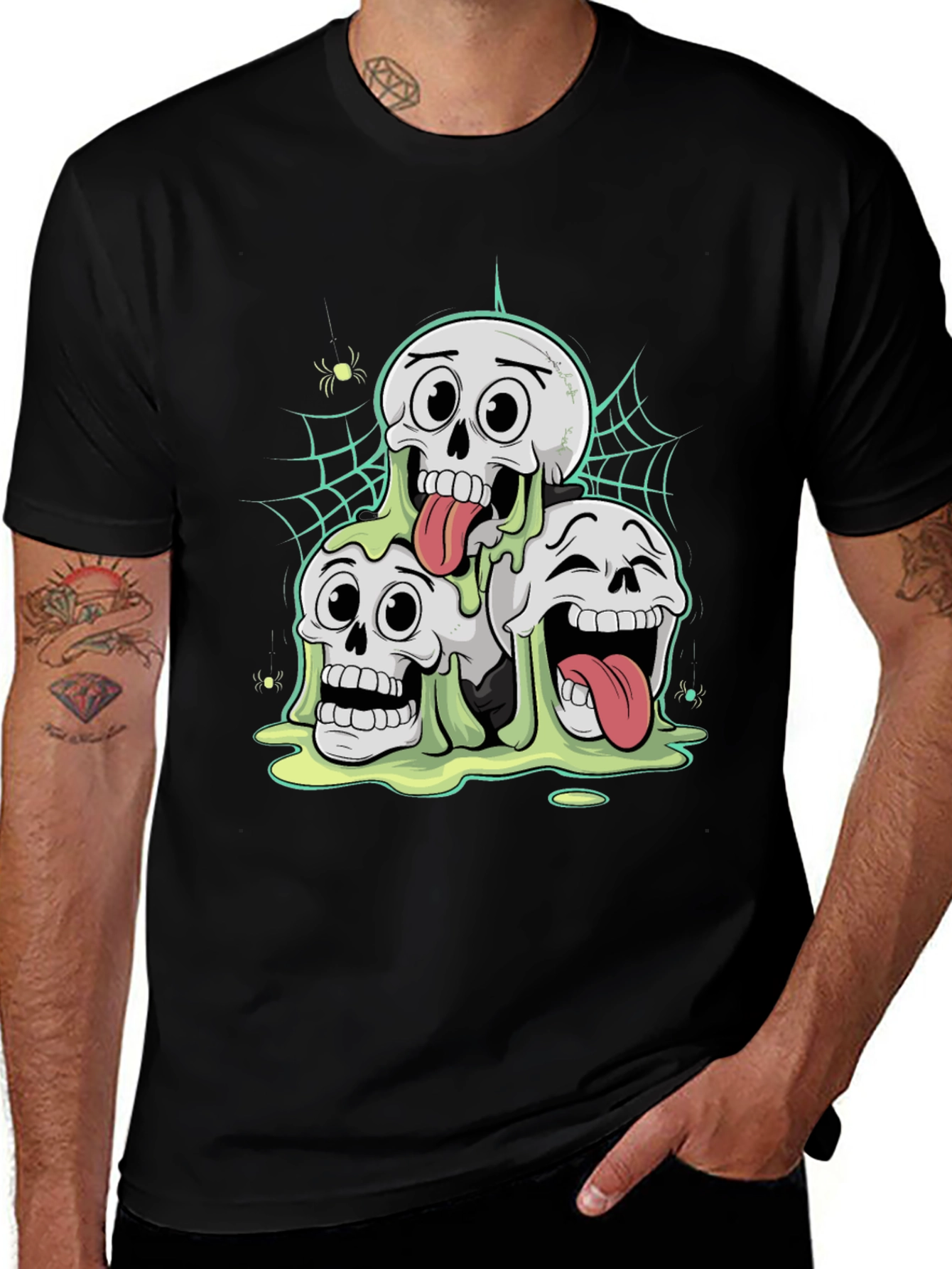 Variant 28 of Skull Pile Graphic T-Shirt - Spooky Fun!