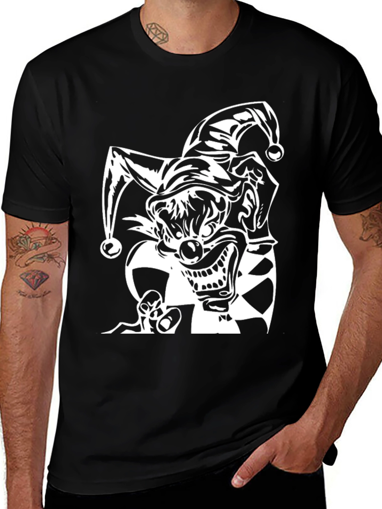Variant 5 of Evil Jester Graphic Tee - Black Cotton Shirt