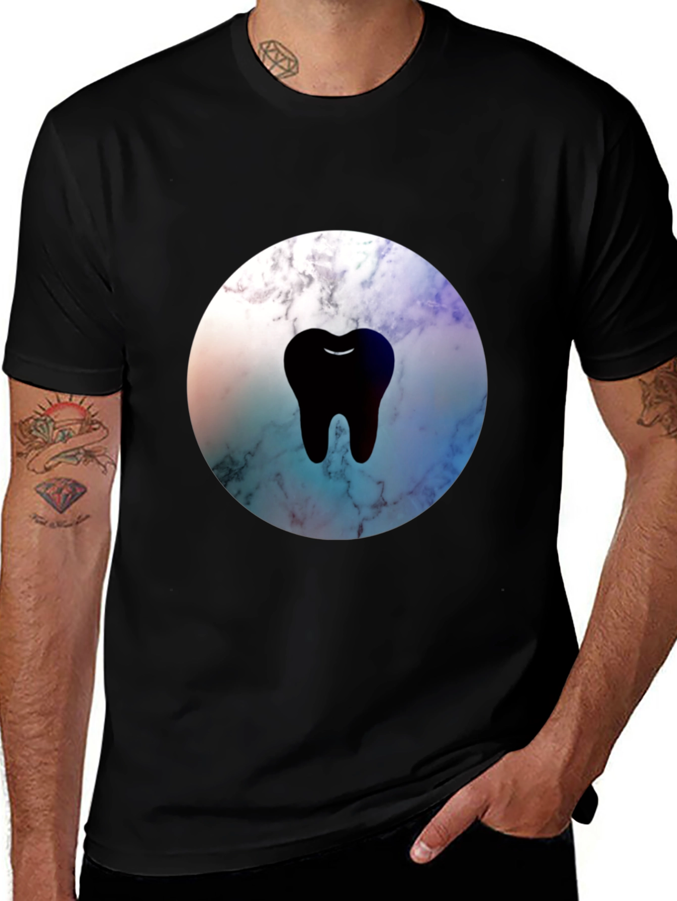 Variant 26 of Marble Tooth Graphic Tee - Black Cotton Blend