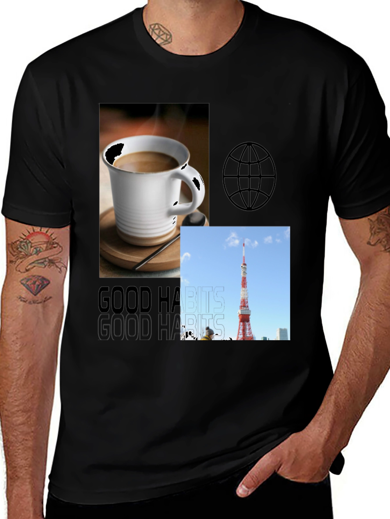 Variant 3 of Good Habits Graphic Tee - Men's Black T-Shirt