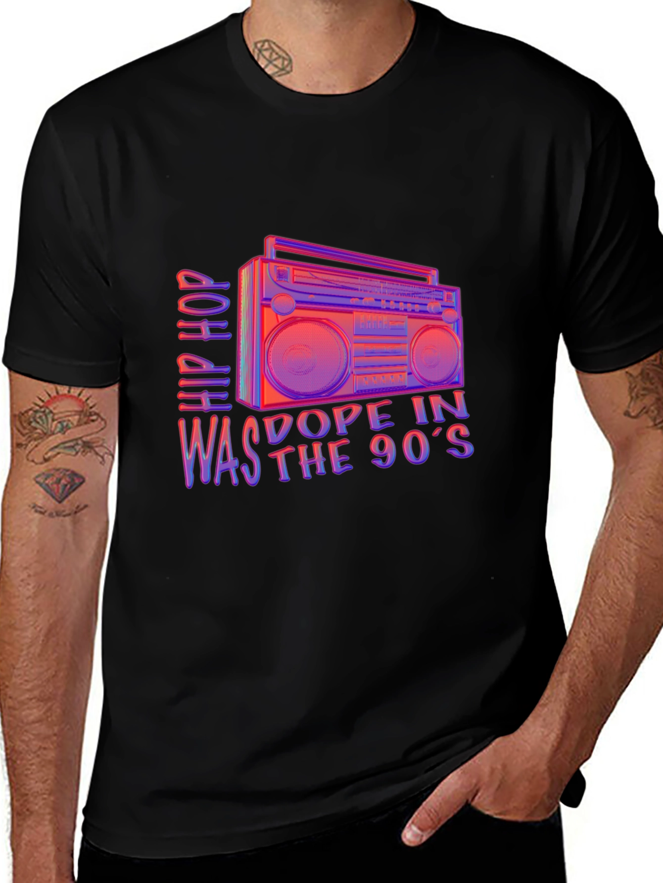 Variant 6 of Vintage Hip Hop Boombox Men's T-Shirt - 90s Dope
