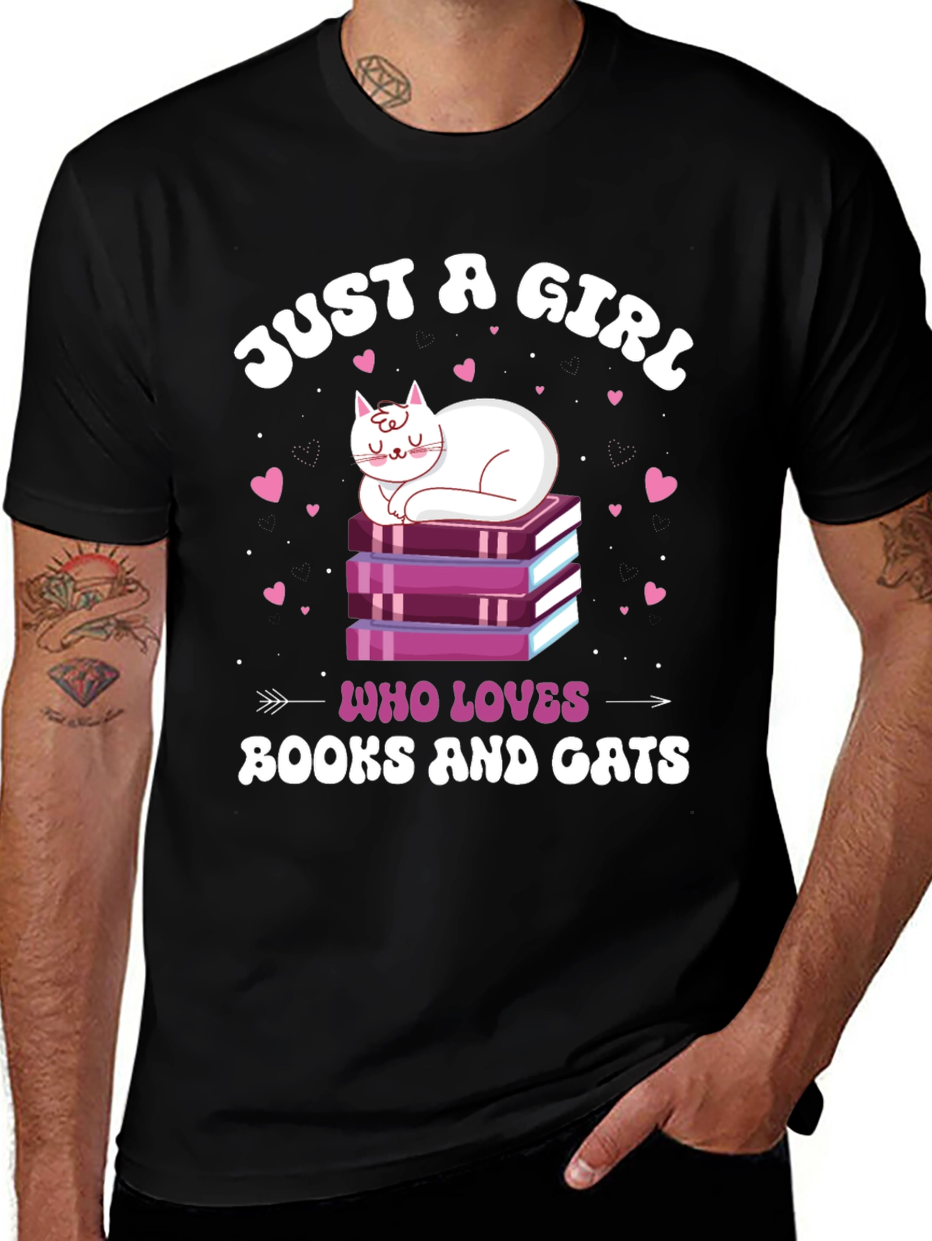 Just a Girl Who Loves Books and Cats T-Shirt