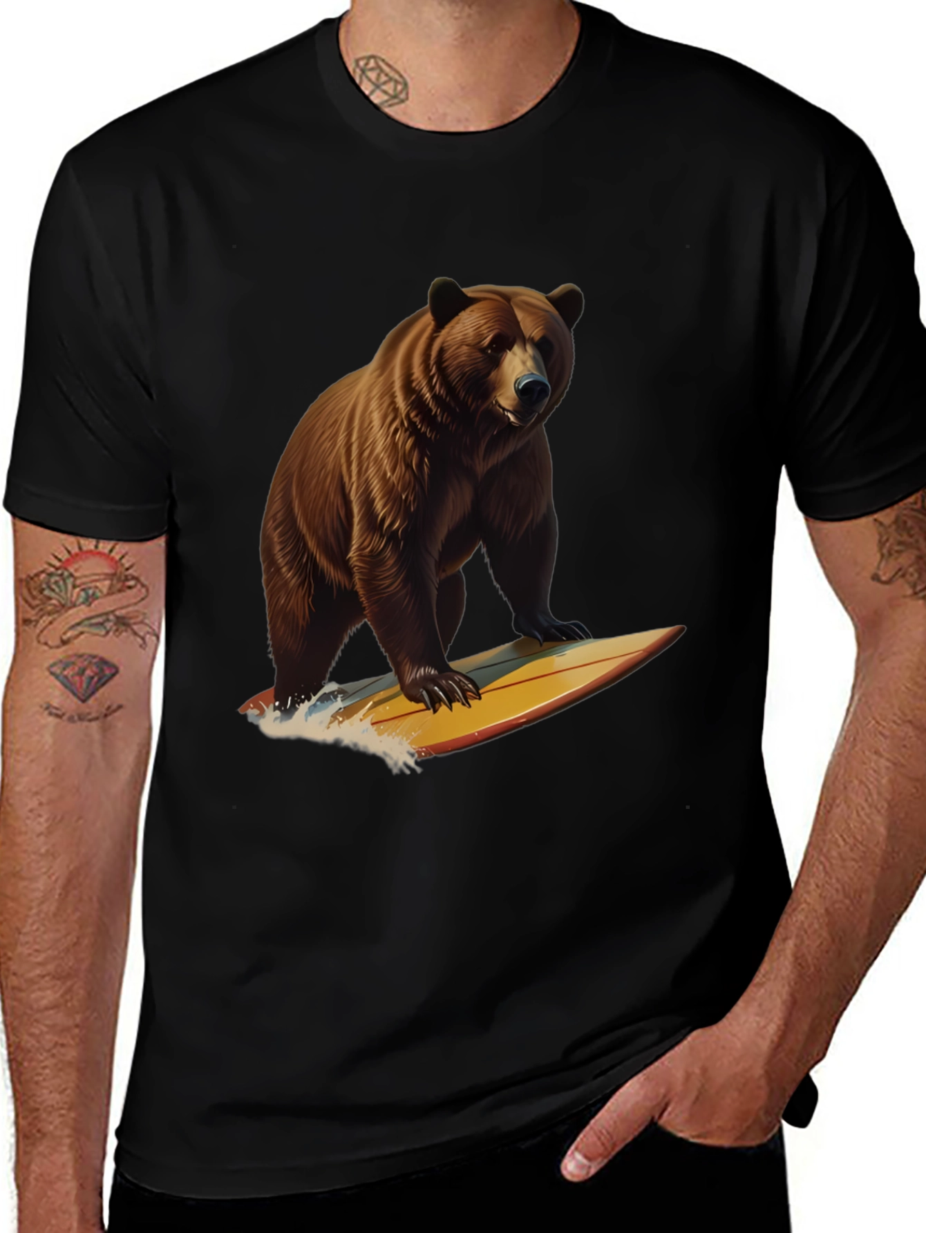 Variant 7 of Surfing Bear Graphic T-Shirt - Cool Bear Design