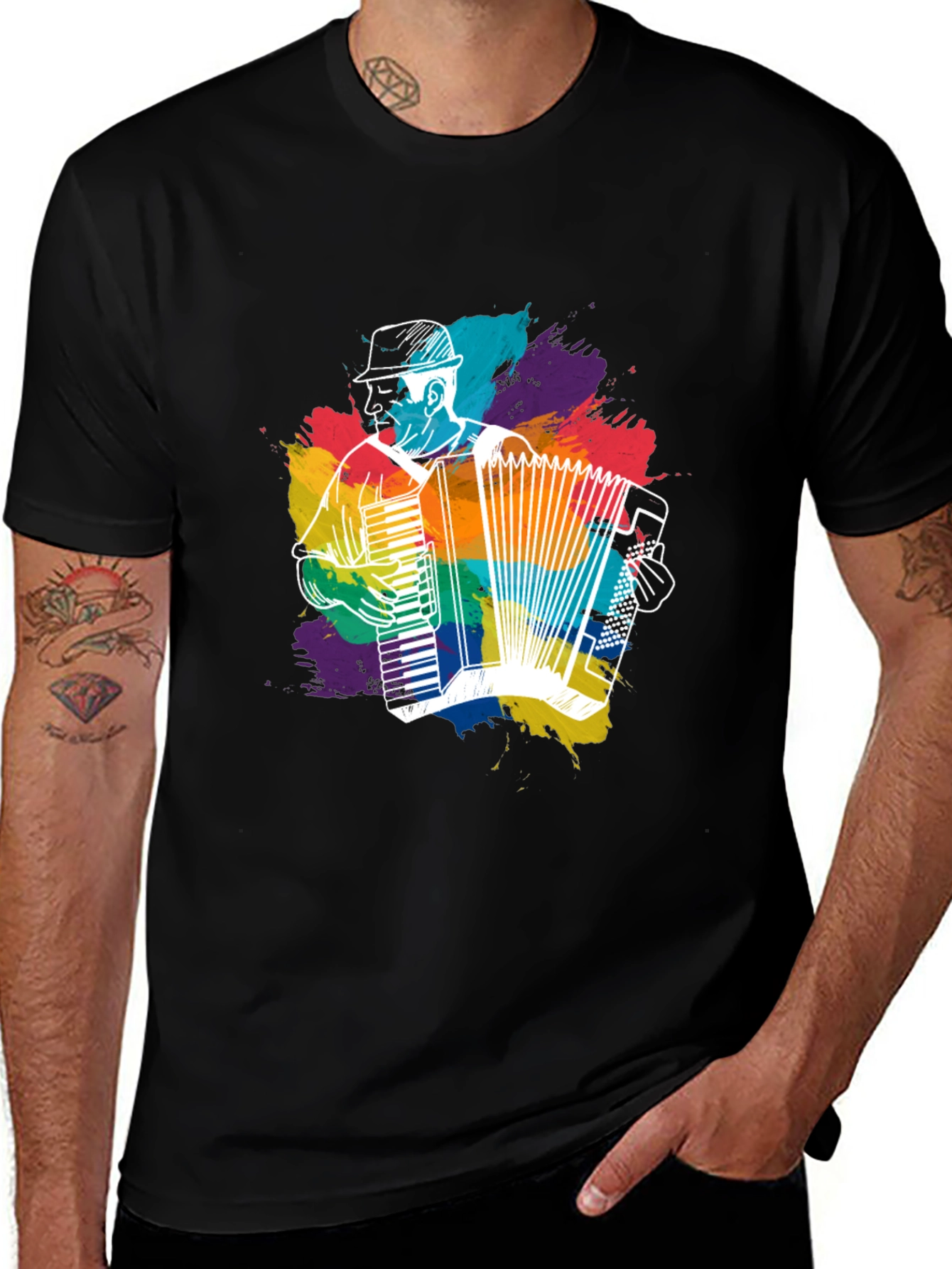 Variant 17 of Accordion Player Graphic Tee - Colorful Music Shirt