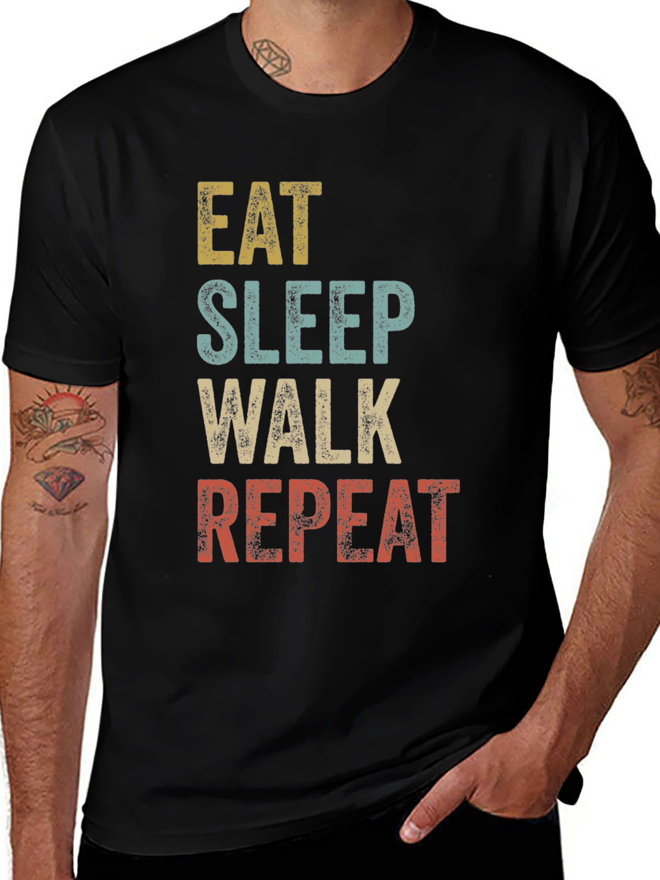 Variant 30 of Eat Sleep Walk Repeat T-Shirt - Vintage Style