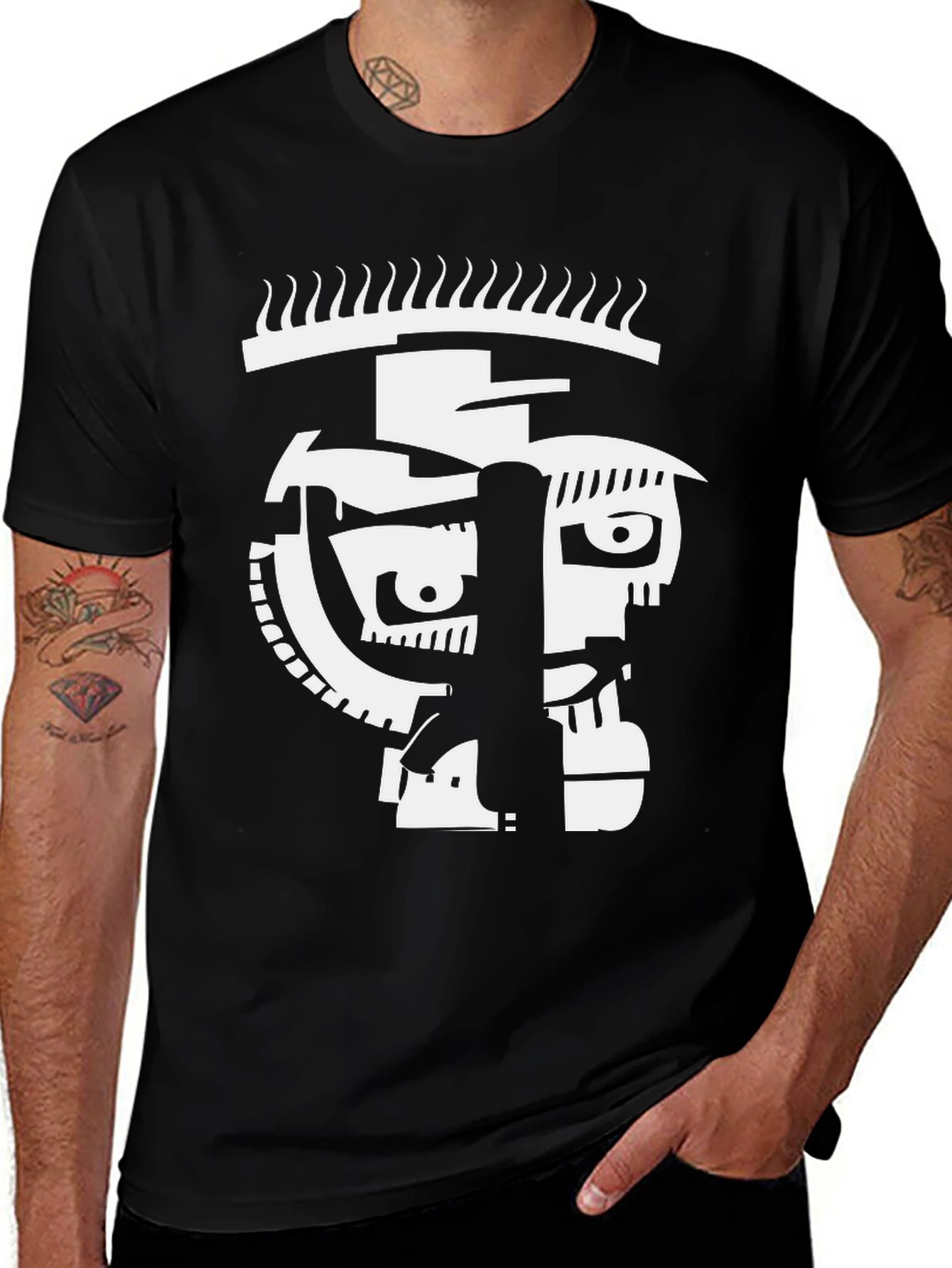 Variant 4 of Abstract Face Graphic Tee - Modern Art Shirt