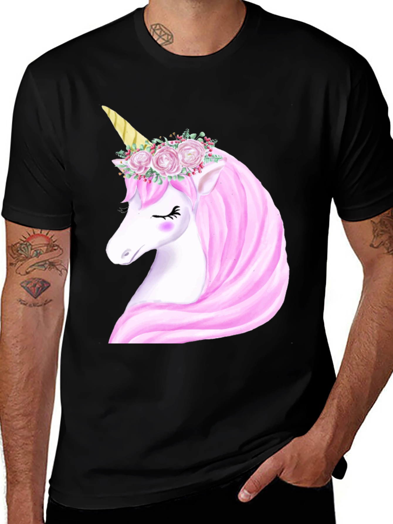 Variant 11 of Unicorn Graphic Tee - Men's Black T-Shirt