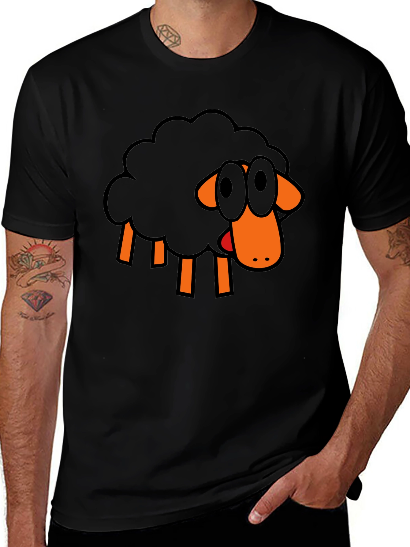 Variant 6 of Black Sheep Graphic Tee - Unique Cartoon Design