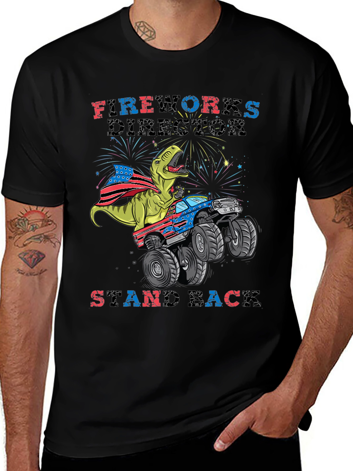 Variant 6 of Fireworks Director Dino Monster Truck T-Shirt