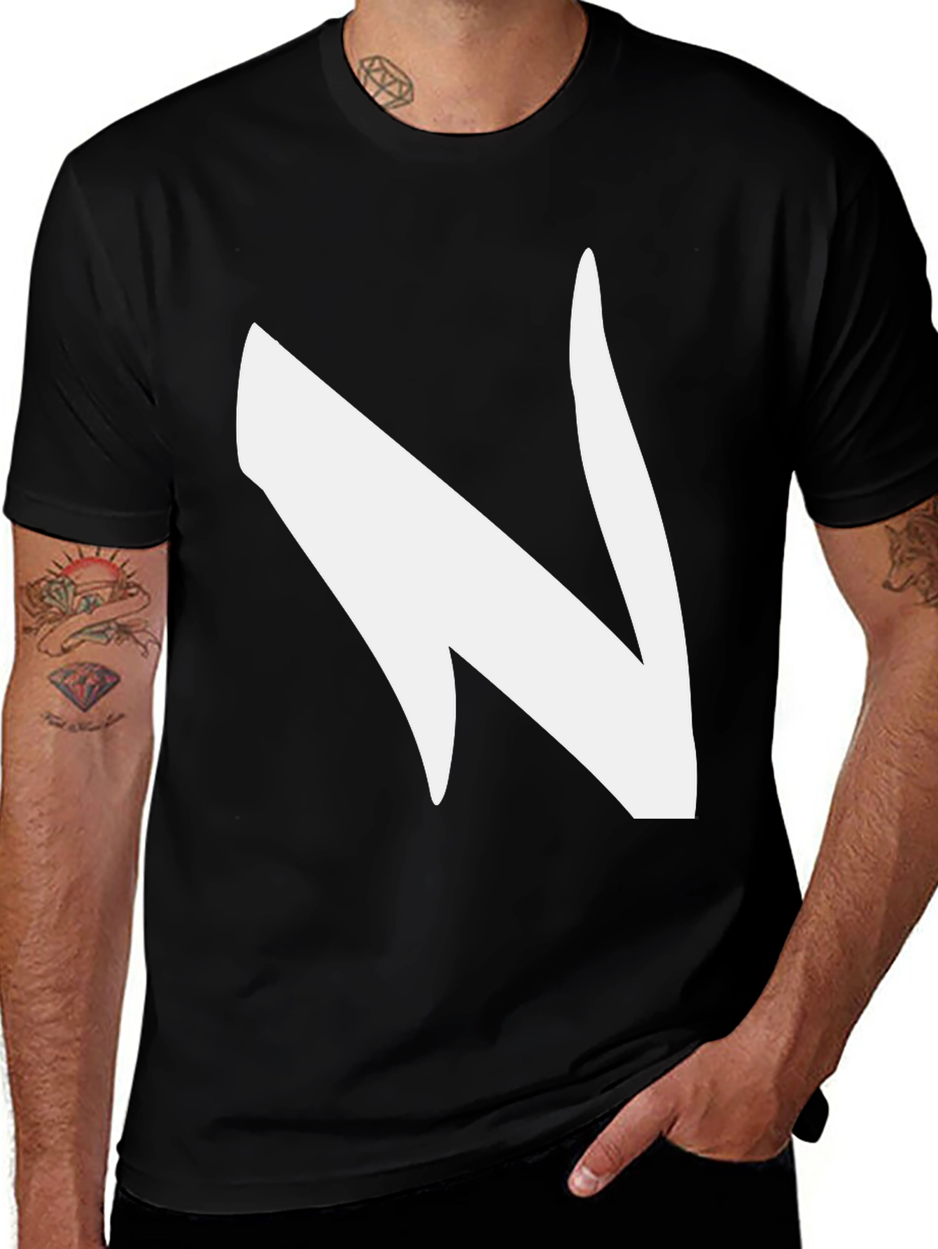 Variant 8 of Bold 'N' Graphic Black T-Shirt