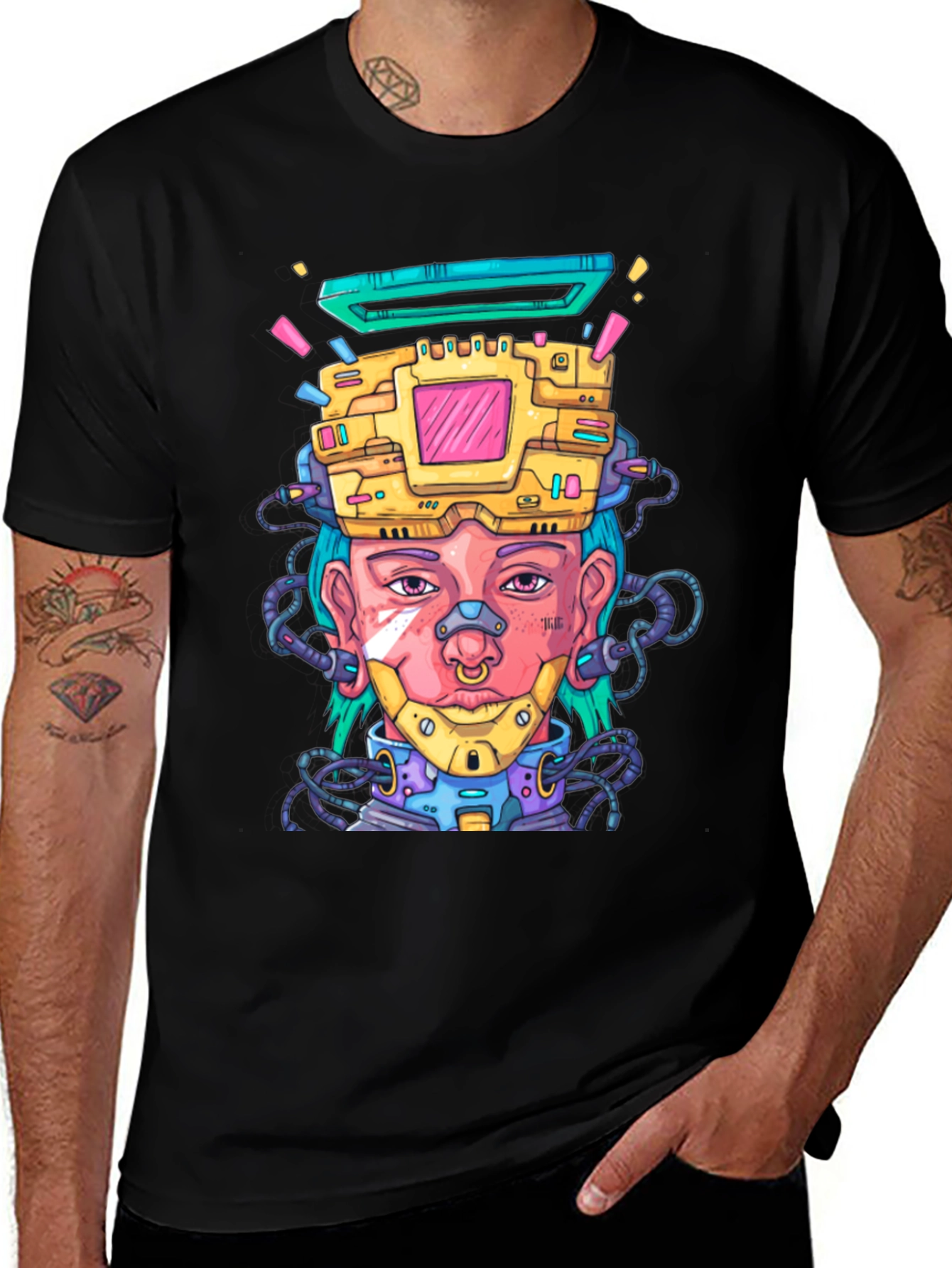 Variant 10 of Cyberpunk Style Graphic T-Shirt - Futuristic Art