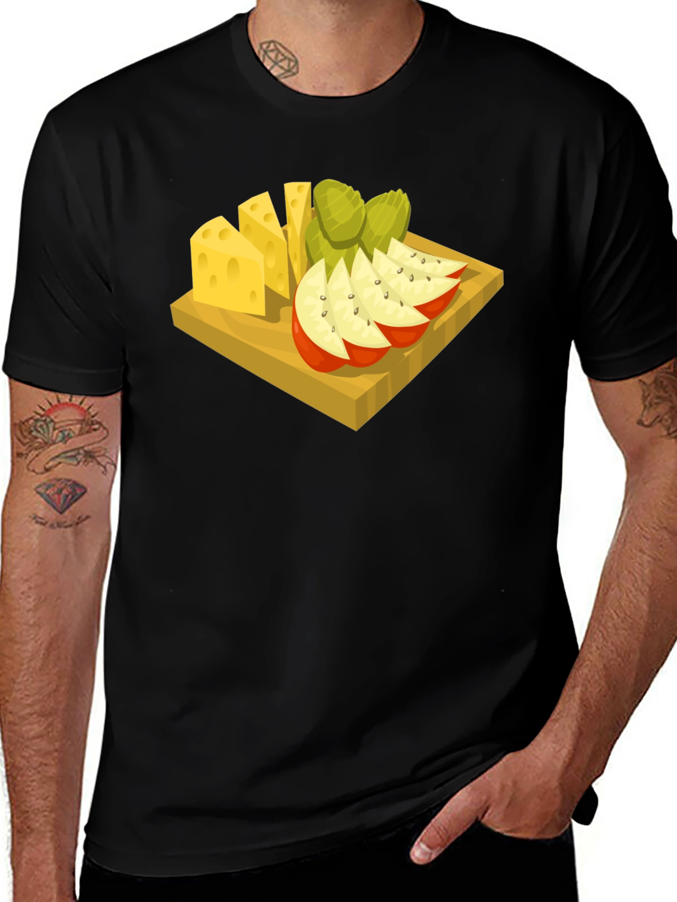 Variant 7 of Cheese & Fruit Graphic Tee - Food Lover's Delight