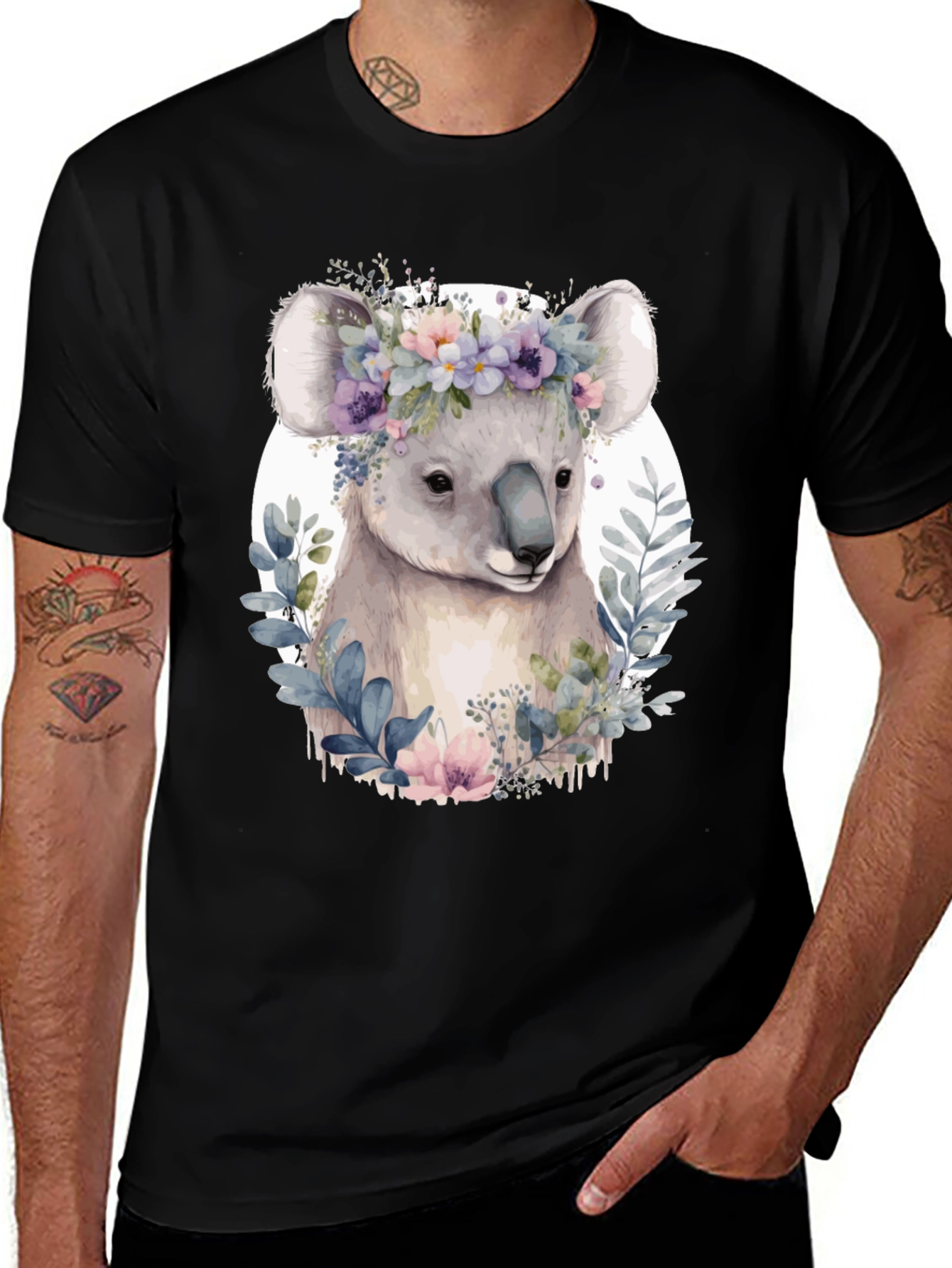 Variant 20 of Koala Floral Wreath T-Shirt