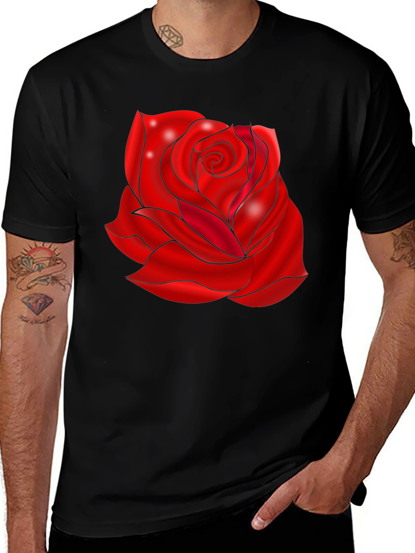 Variant 28 of Red Rose Graphic T-Shirt - Bold Floral Design