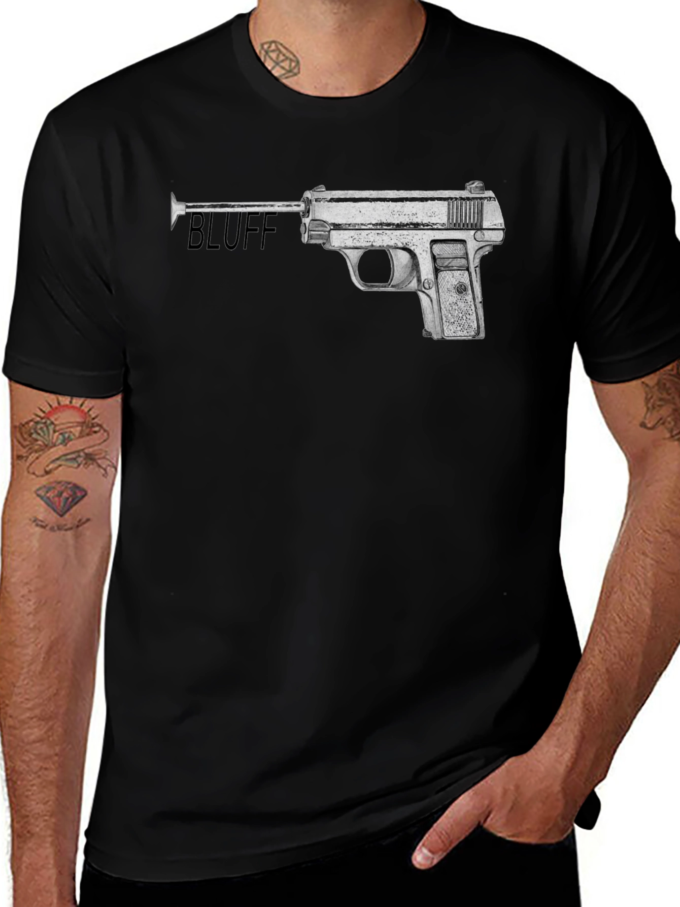 Variant 24 of Bluff Pistol Graphic T-Shirt - Mens Crew Neck